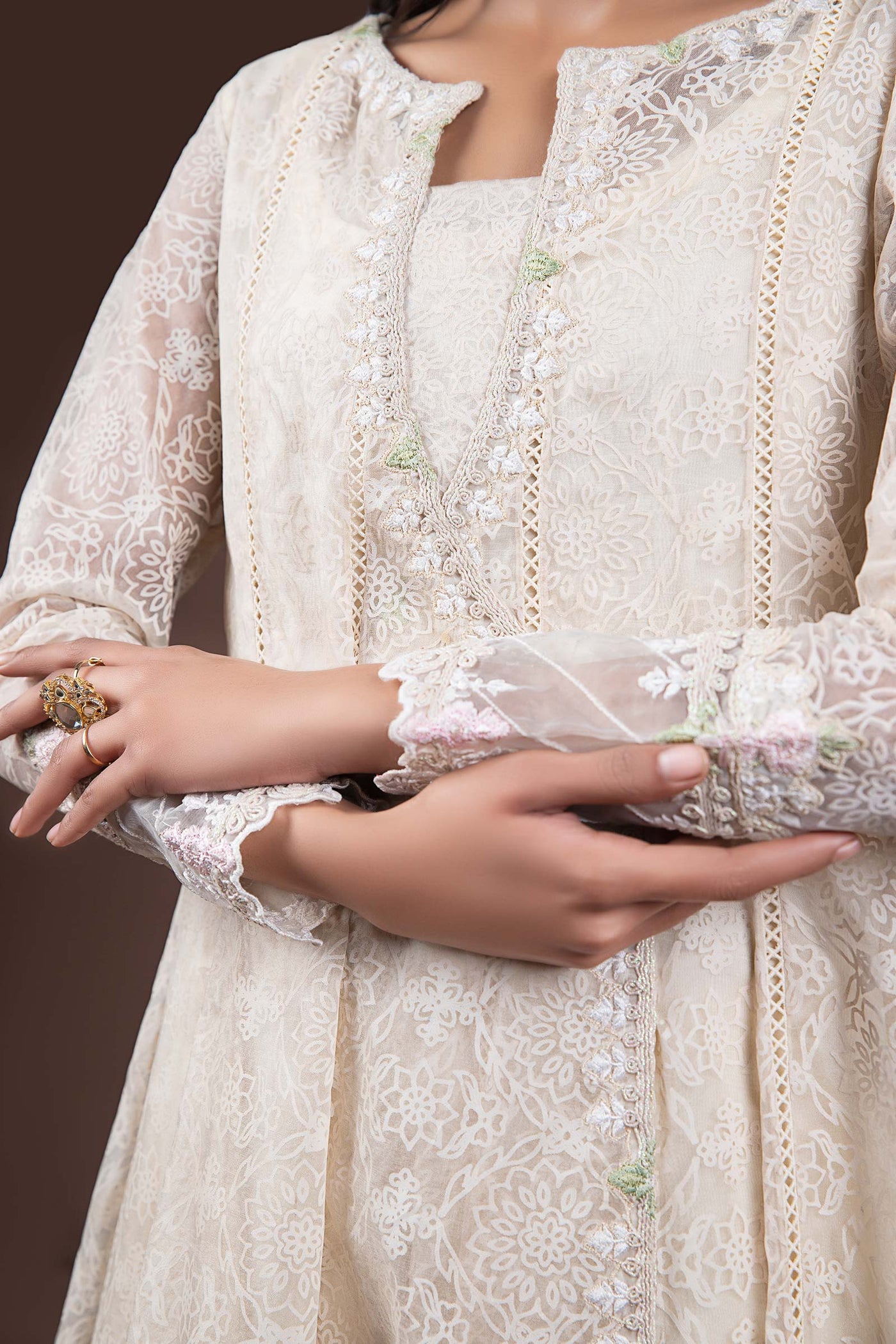 Embroidered Organza Pishwas