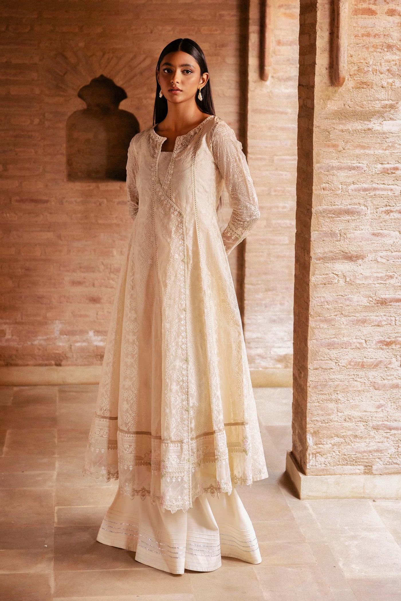 Embroidered Organza Pishwas