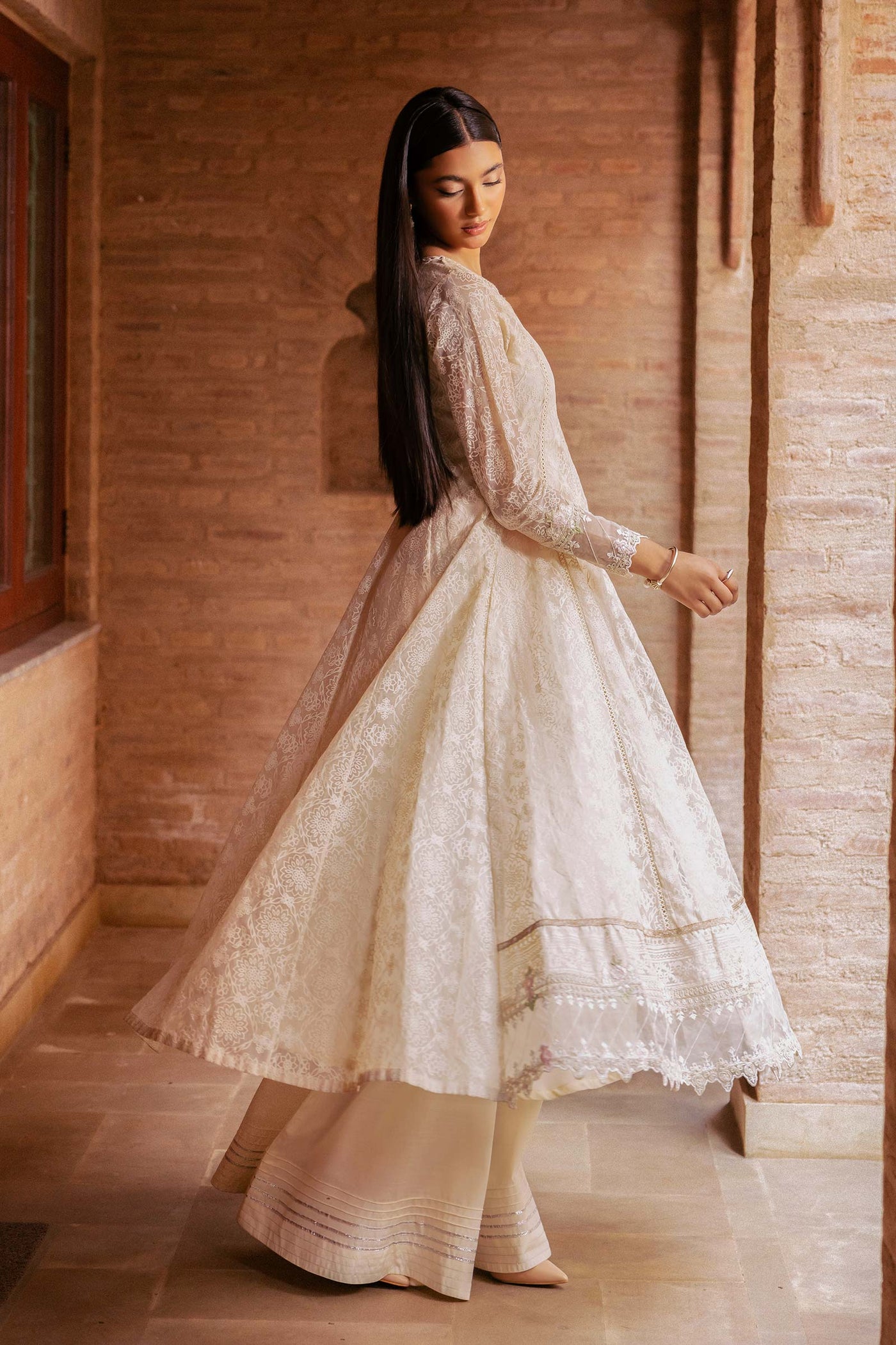 Embroidered Organza Pishwas