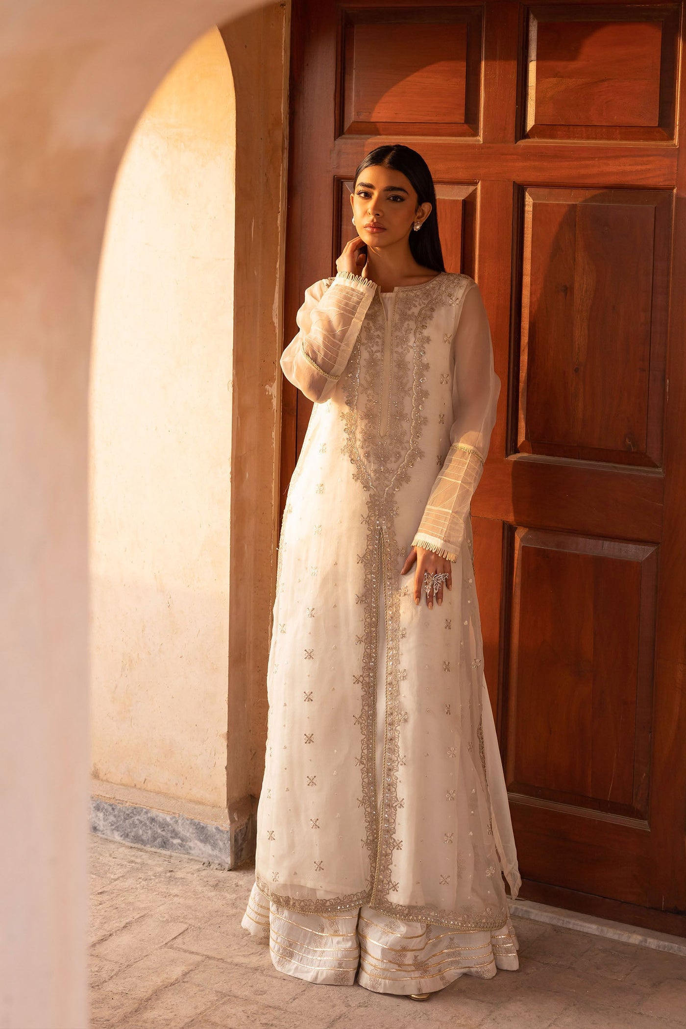 2 Piece Embroidered Organza Suit