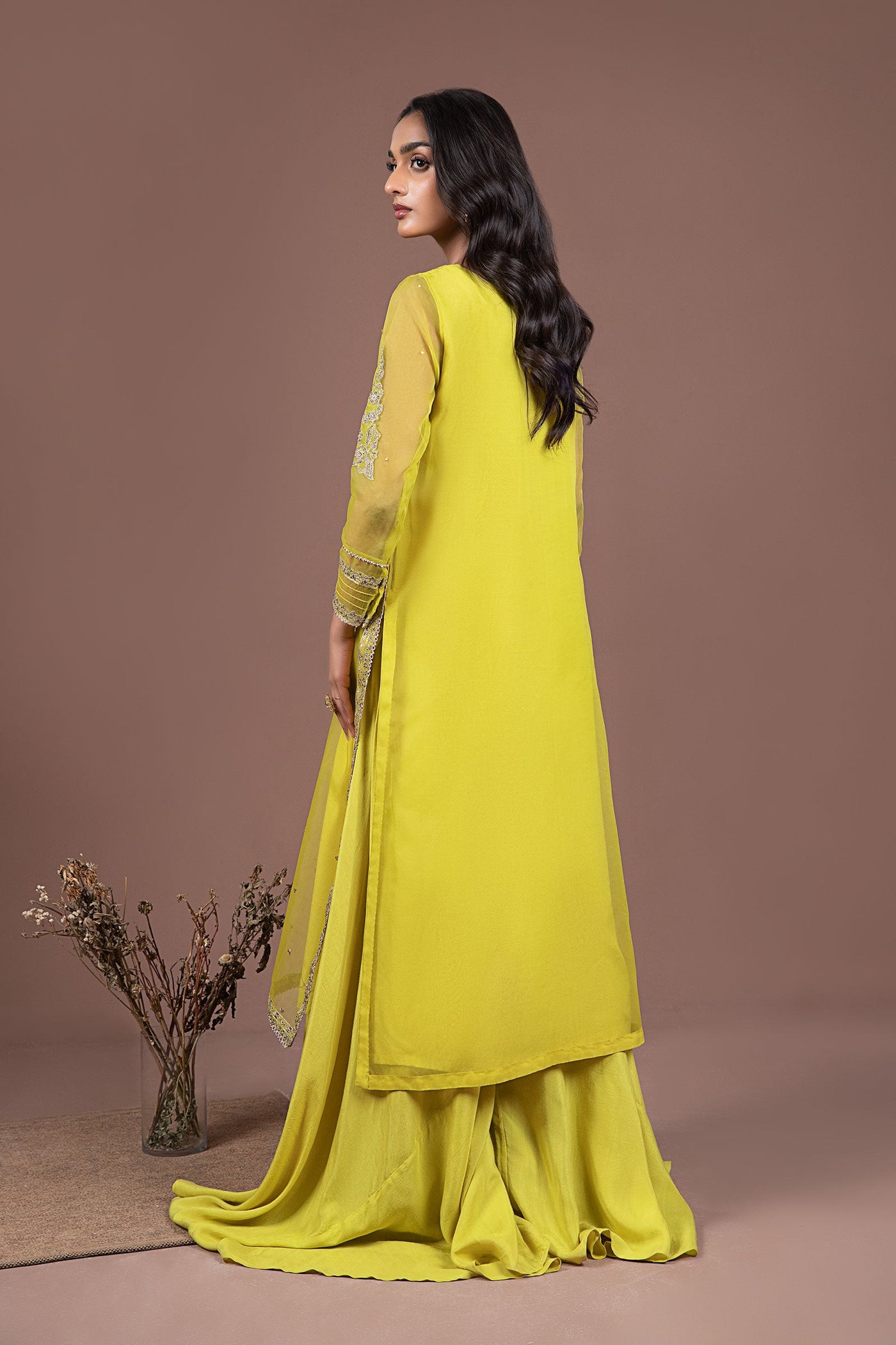 2 Piece Embroidered Organza Suit