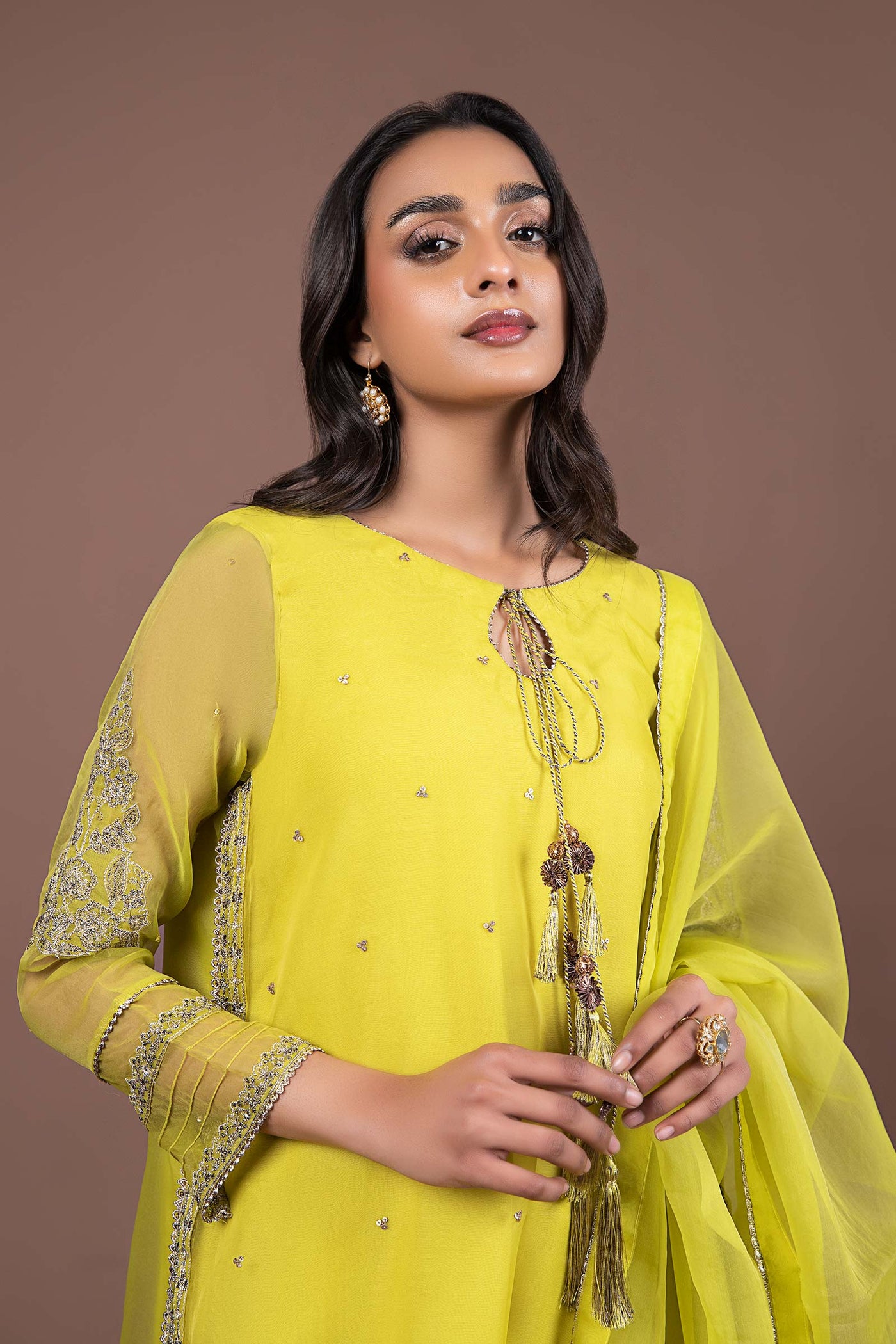 2 Piece Embroidered Organza Suit