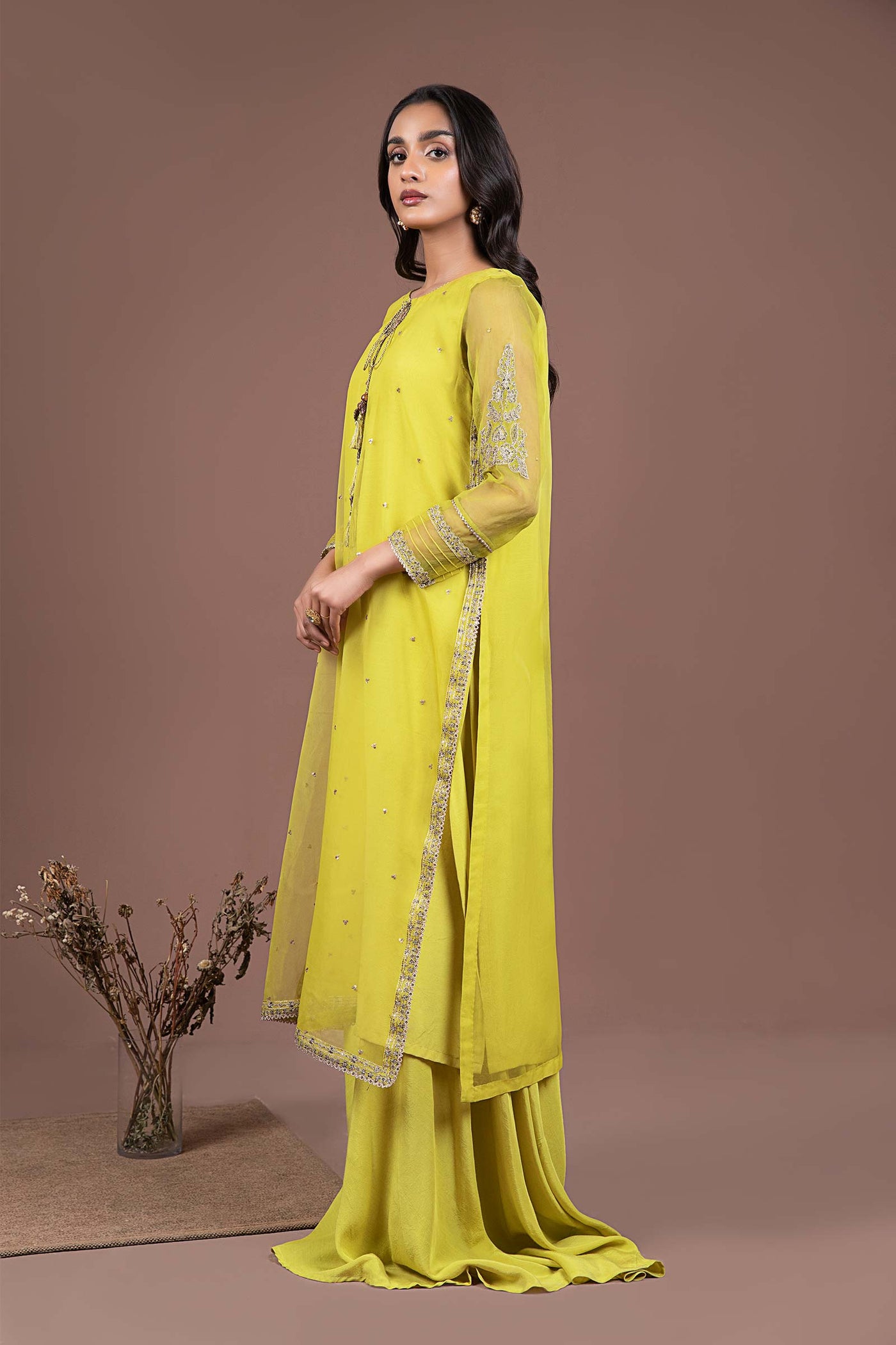2 Piece Embroidered Organza Suit