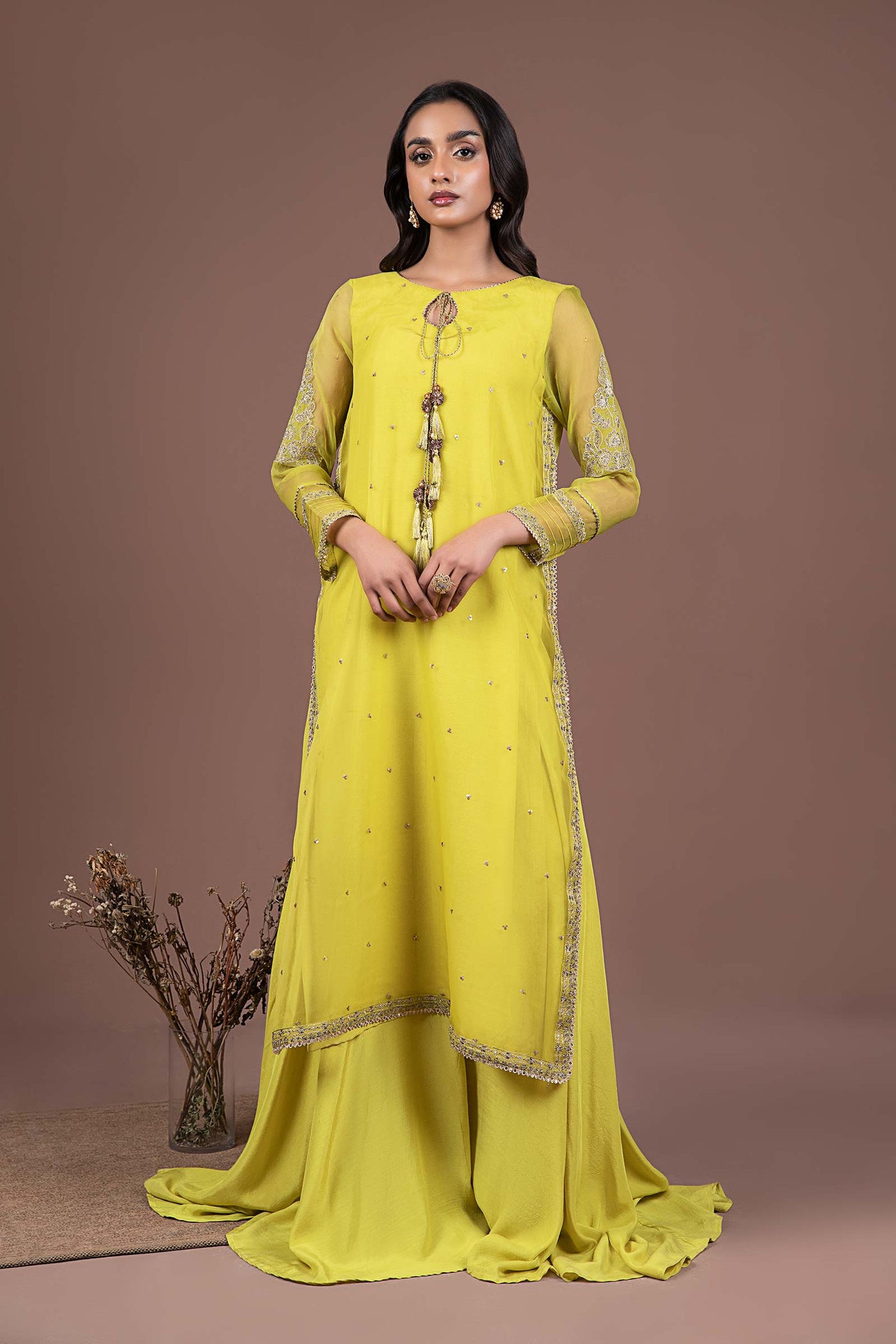 2 Piece Embroidered Organza Suit