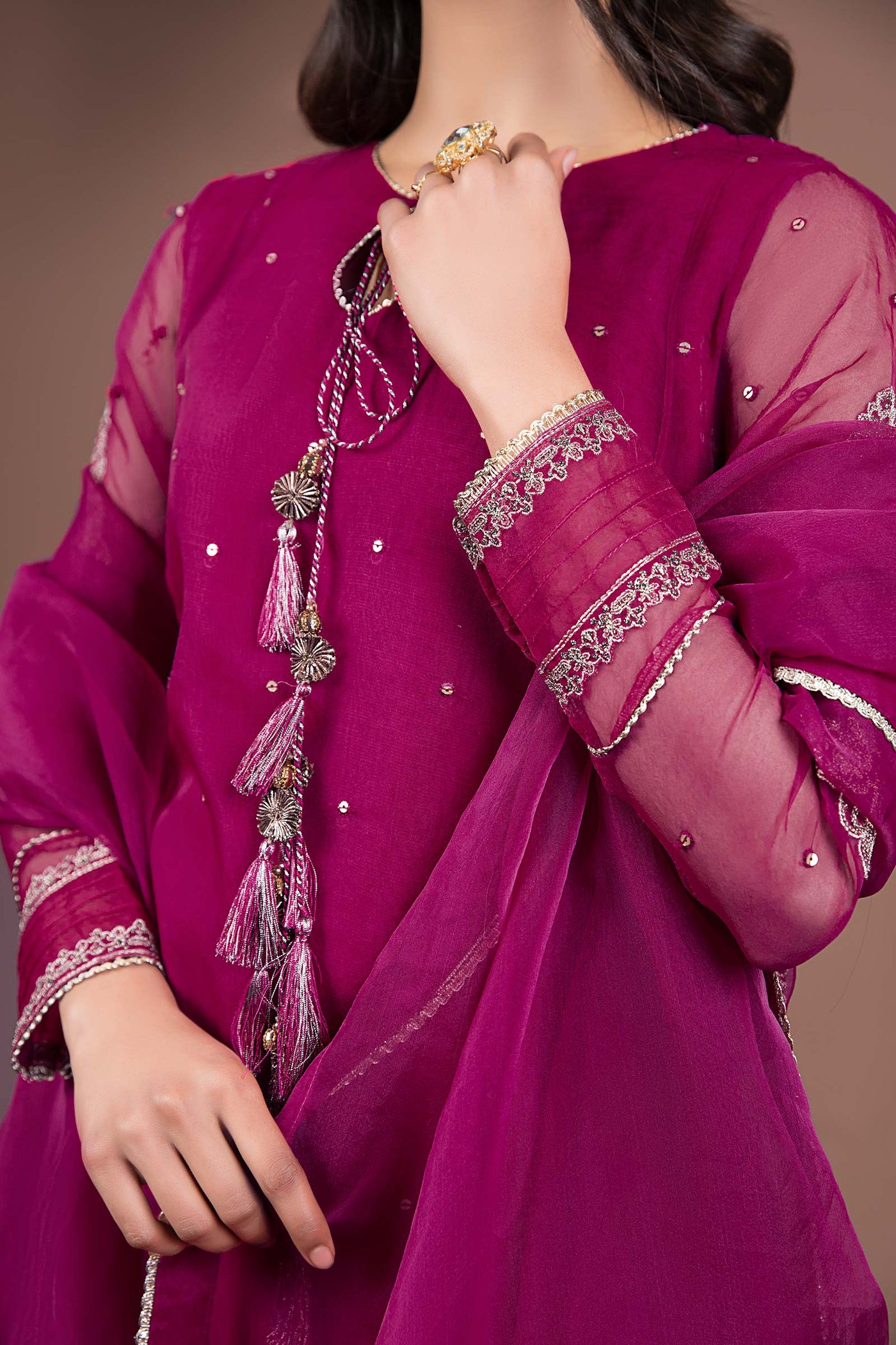 2 Pc Embroidered Organza Suit