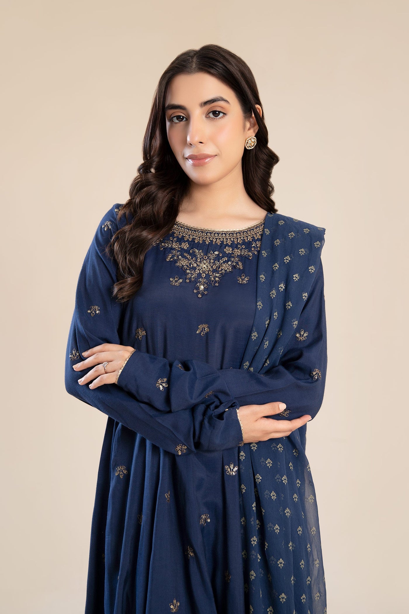 2 Piece Embroidered Raw Silk Suit