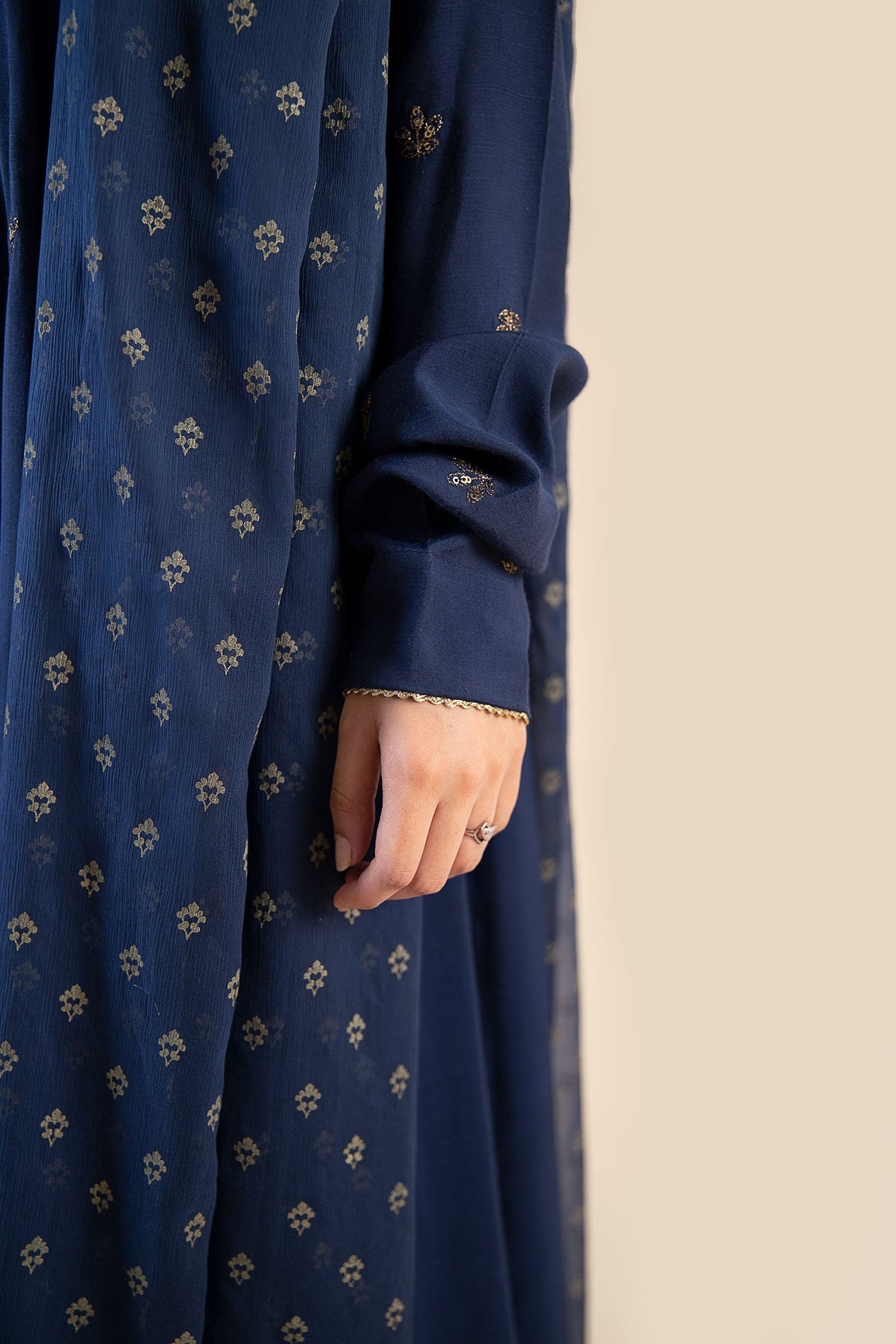 2 Piece Embroidered Raw Silk Suit