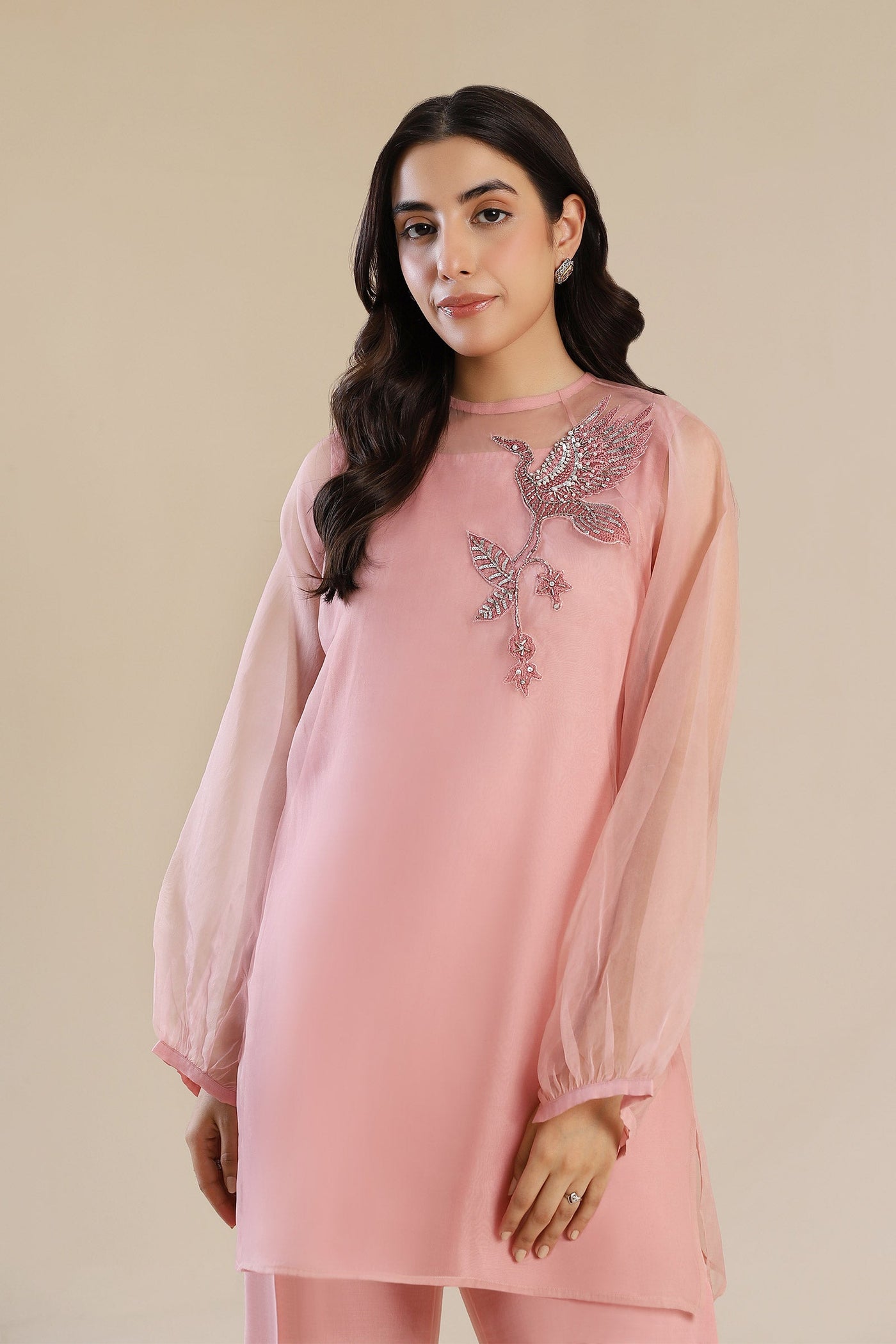 2 Piece Embroidered Poly Organza Suit