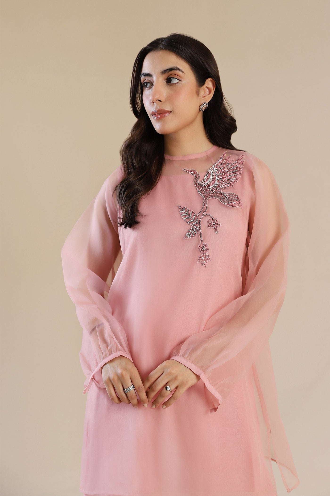 2 Piece Embroidered Poly Organza Suit