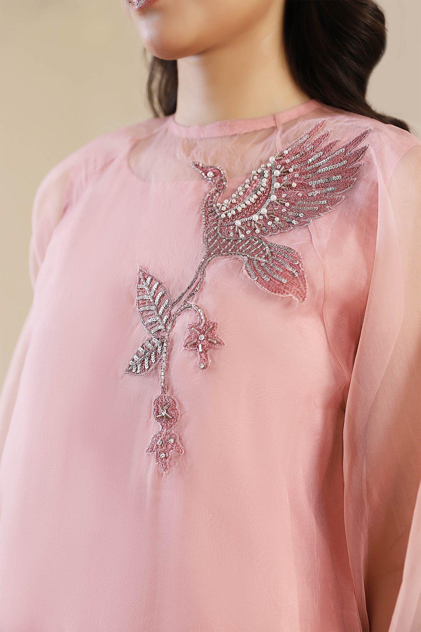 2 Piece Embroidered Poly Organza Suit