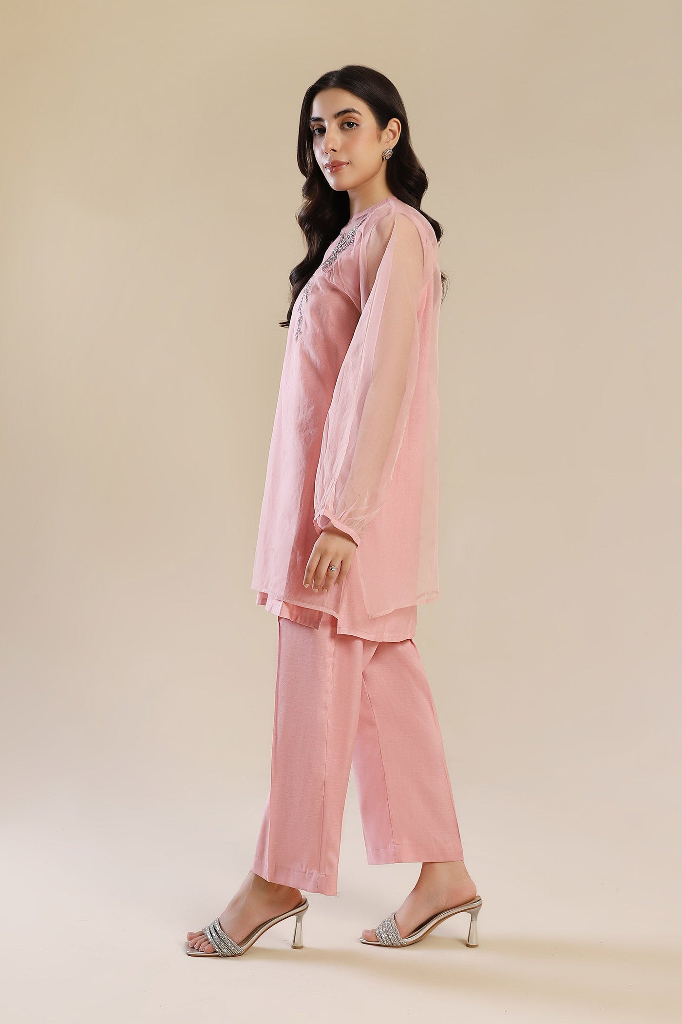 2 Piece Embroidered Poly Organza Suit