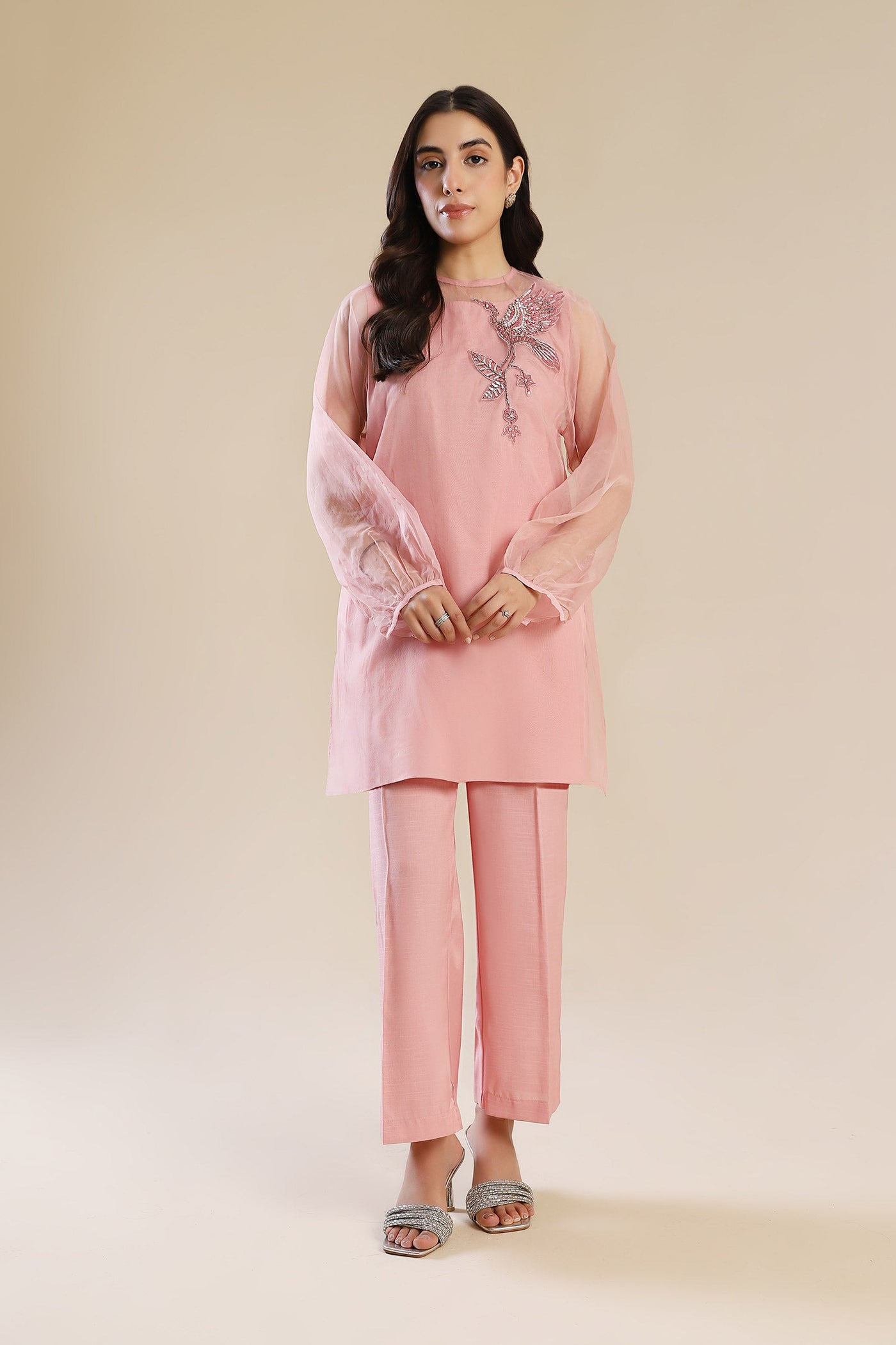 2 Piece Embroidered Poly Organza Suit