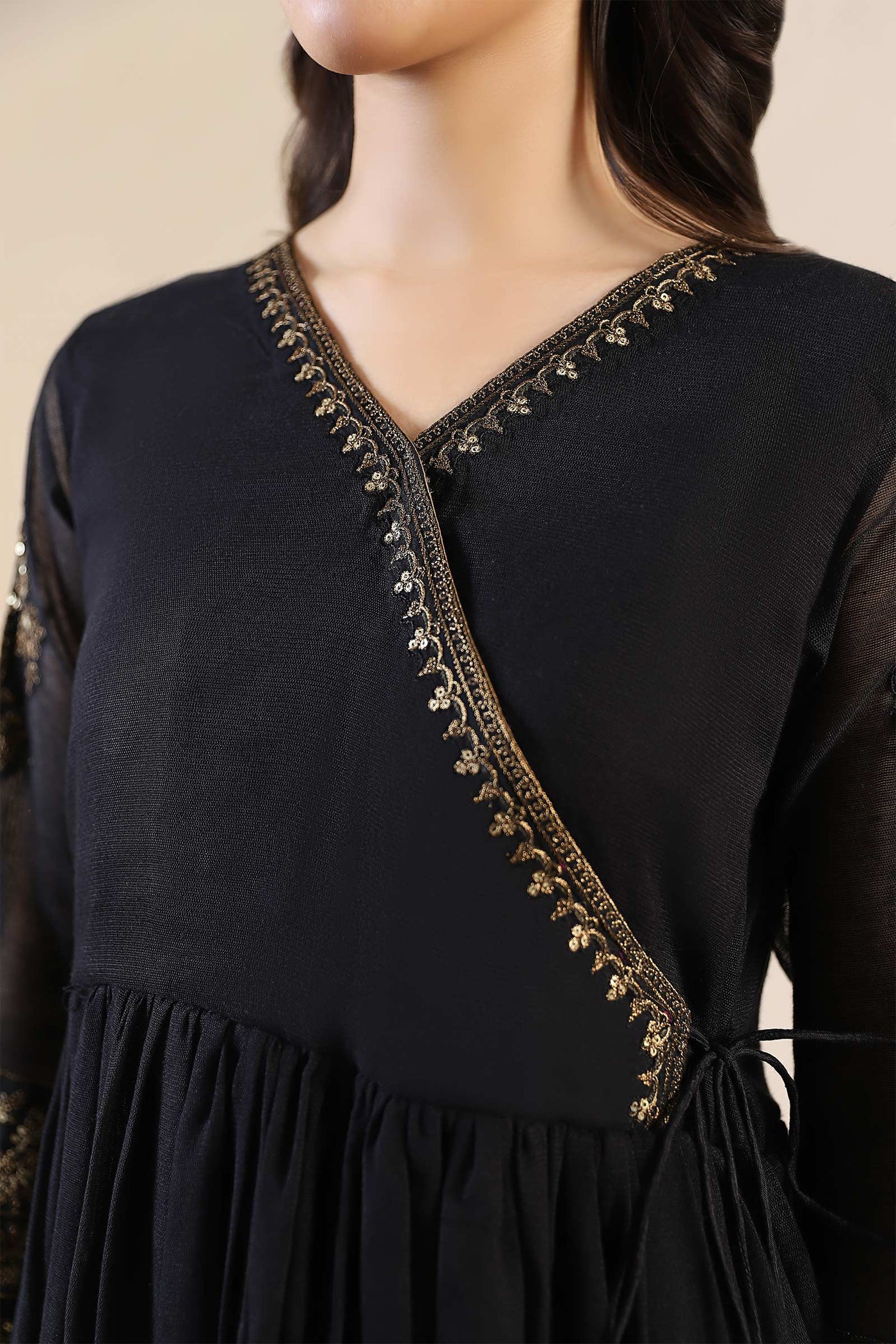 Embroidered Cotton Net Angrakha | MB-F24-608