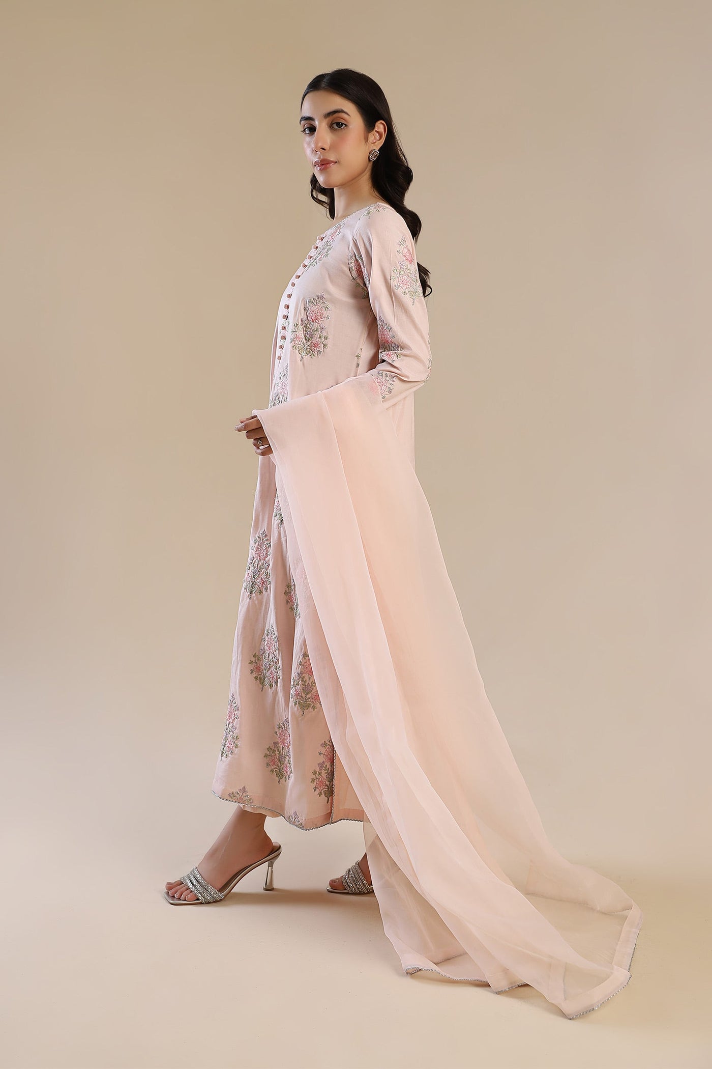 2 Pc Embroidered Raw Silk Suit