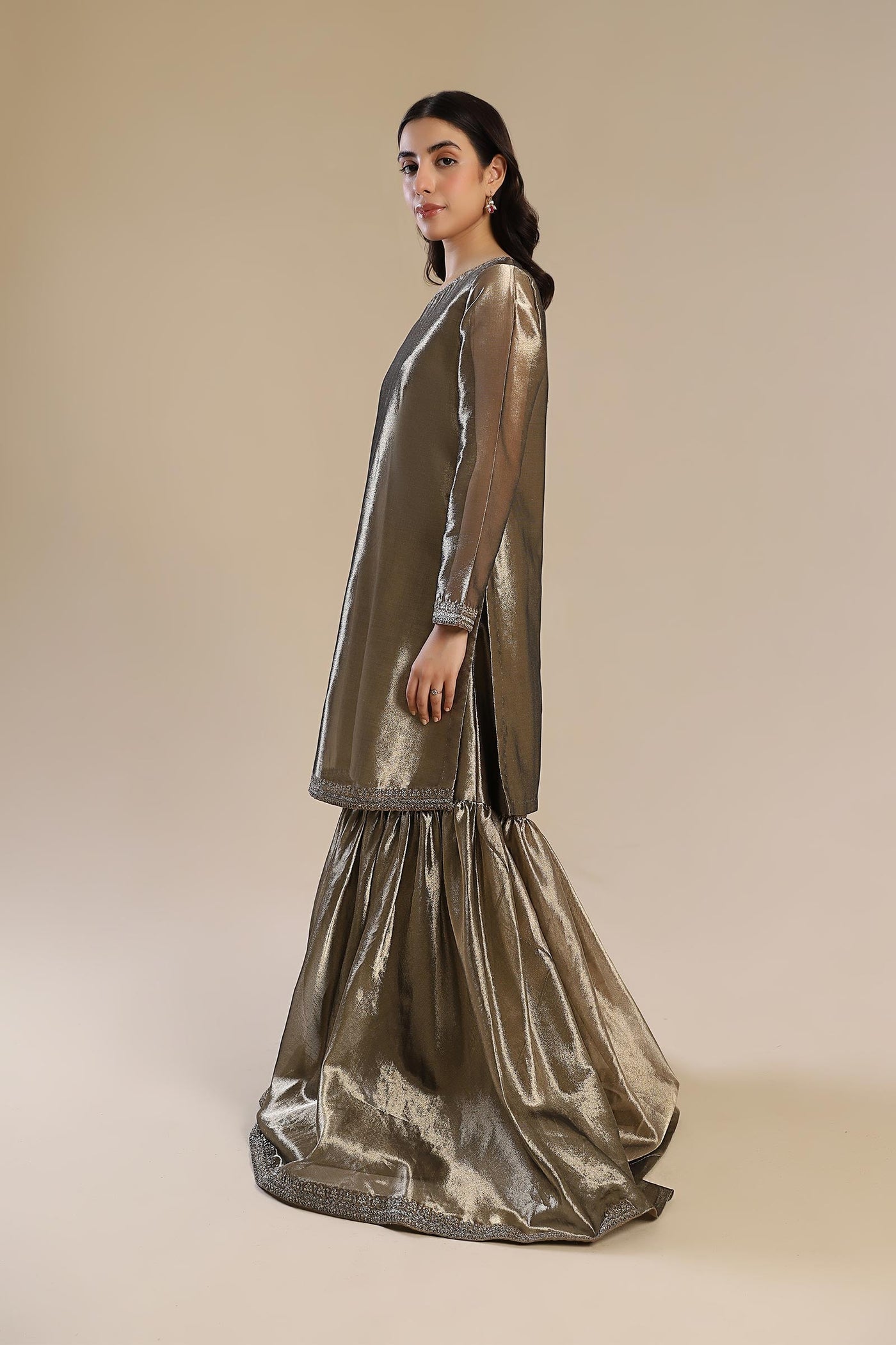 2 Pc Embroidered Tissue Suit