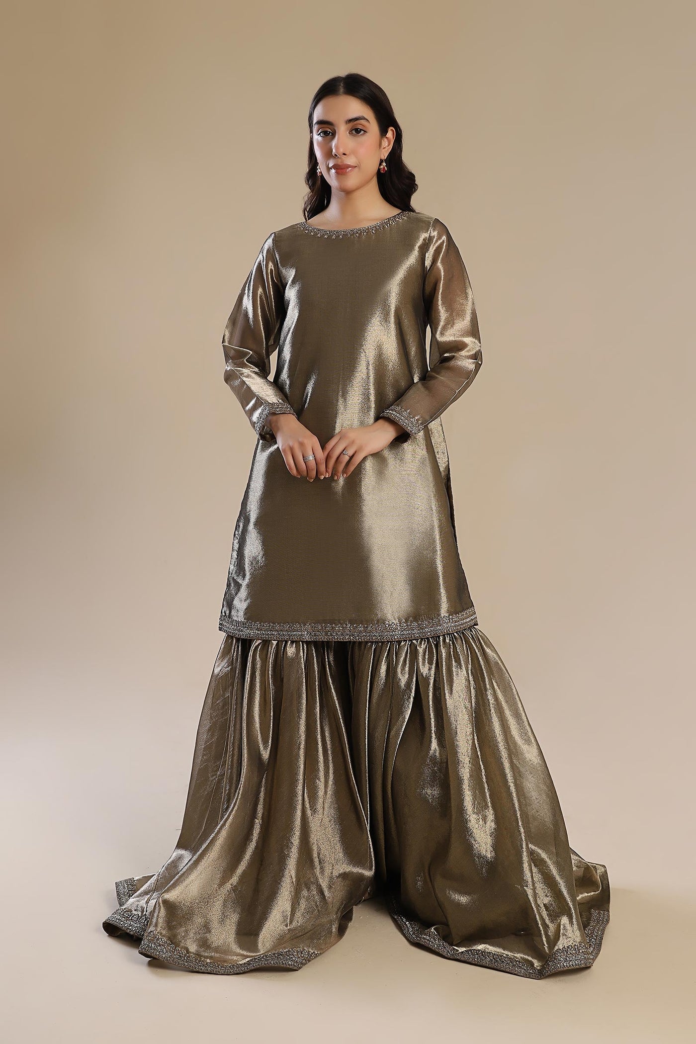 2 Pc Embroidered Tissue Suit