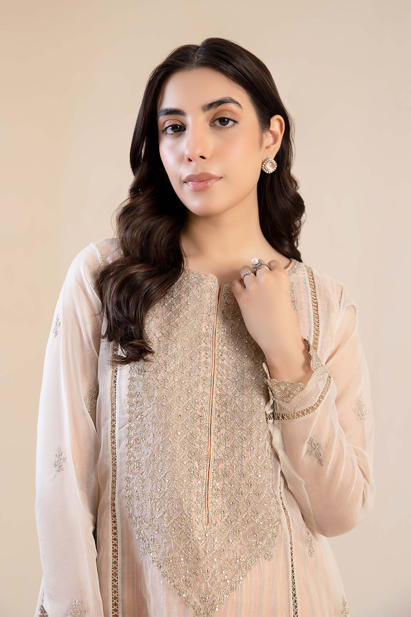 3 Pc Embroidered Organza Suit