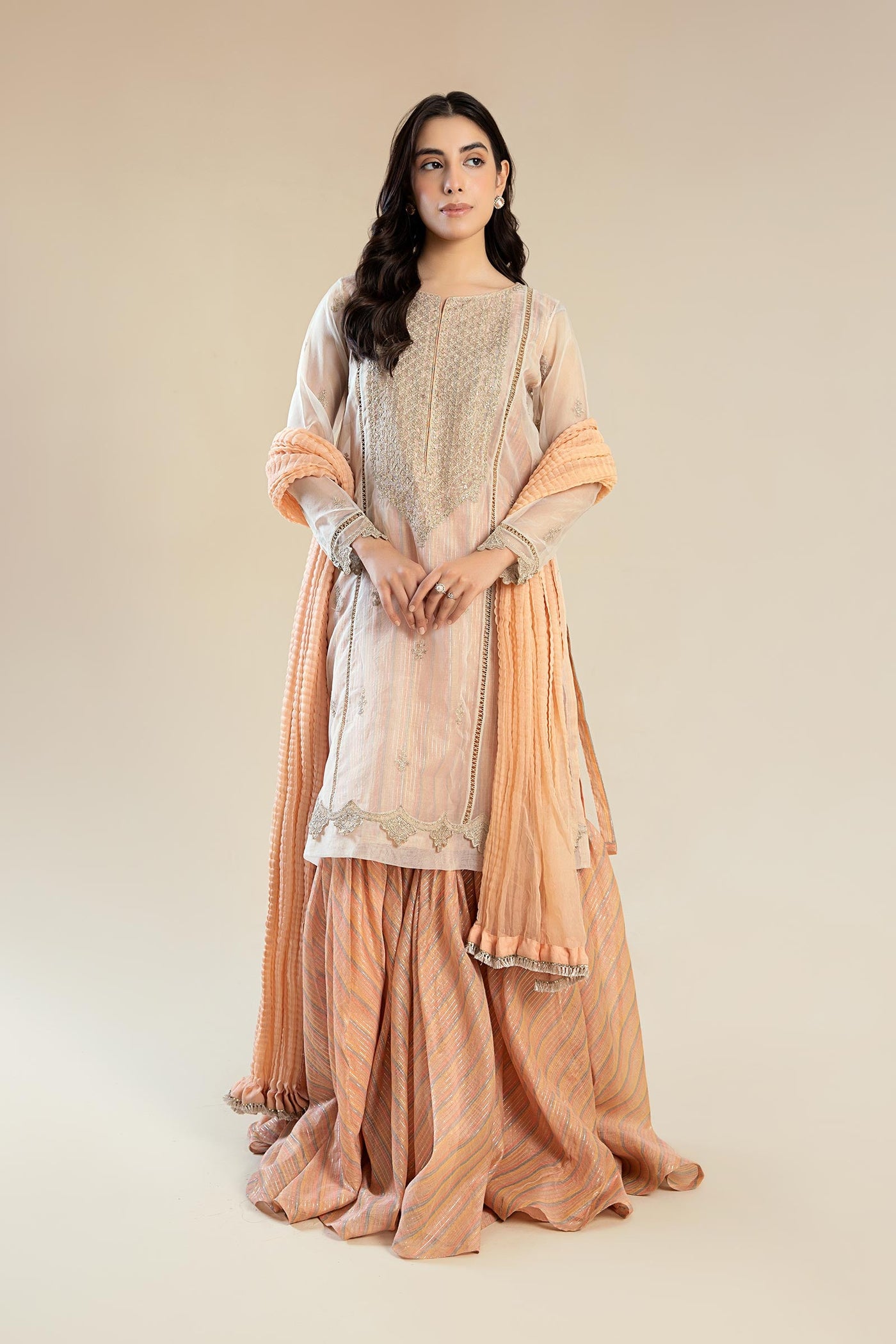 3 Pc Embroidered Organza Suit
