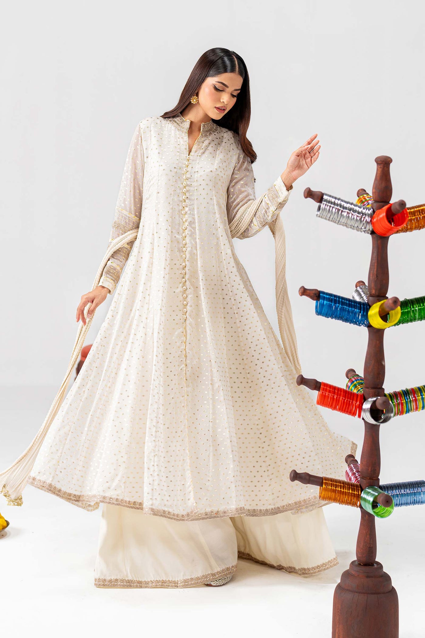 2 Pc Embroidered Organza Suit