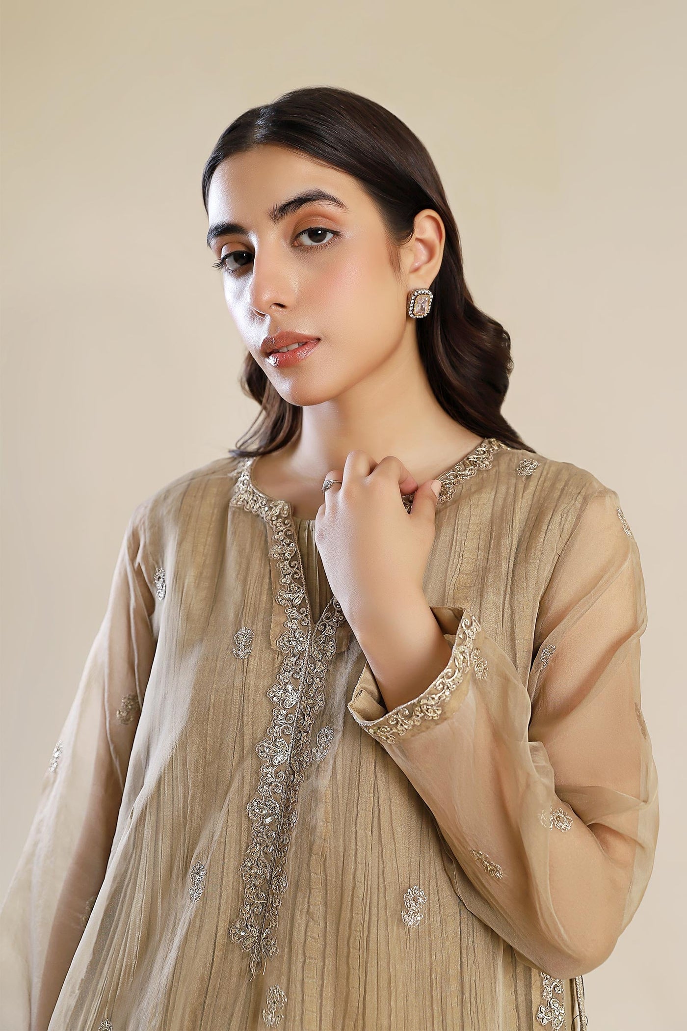 Embroidered Organza Shirt
