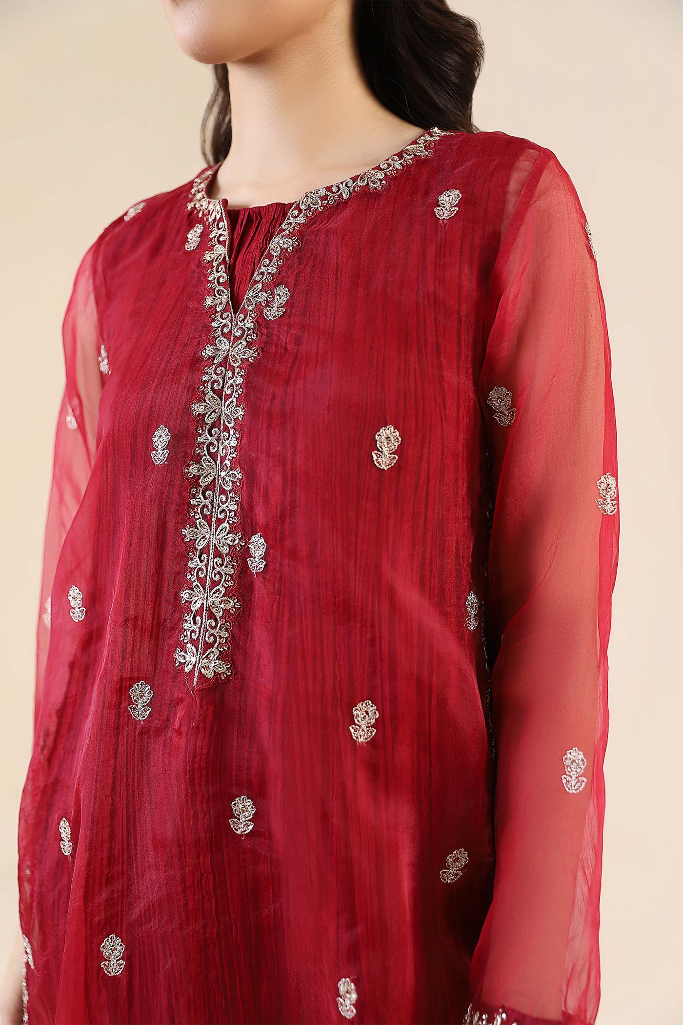 Embroidered Organza Shirt