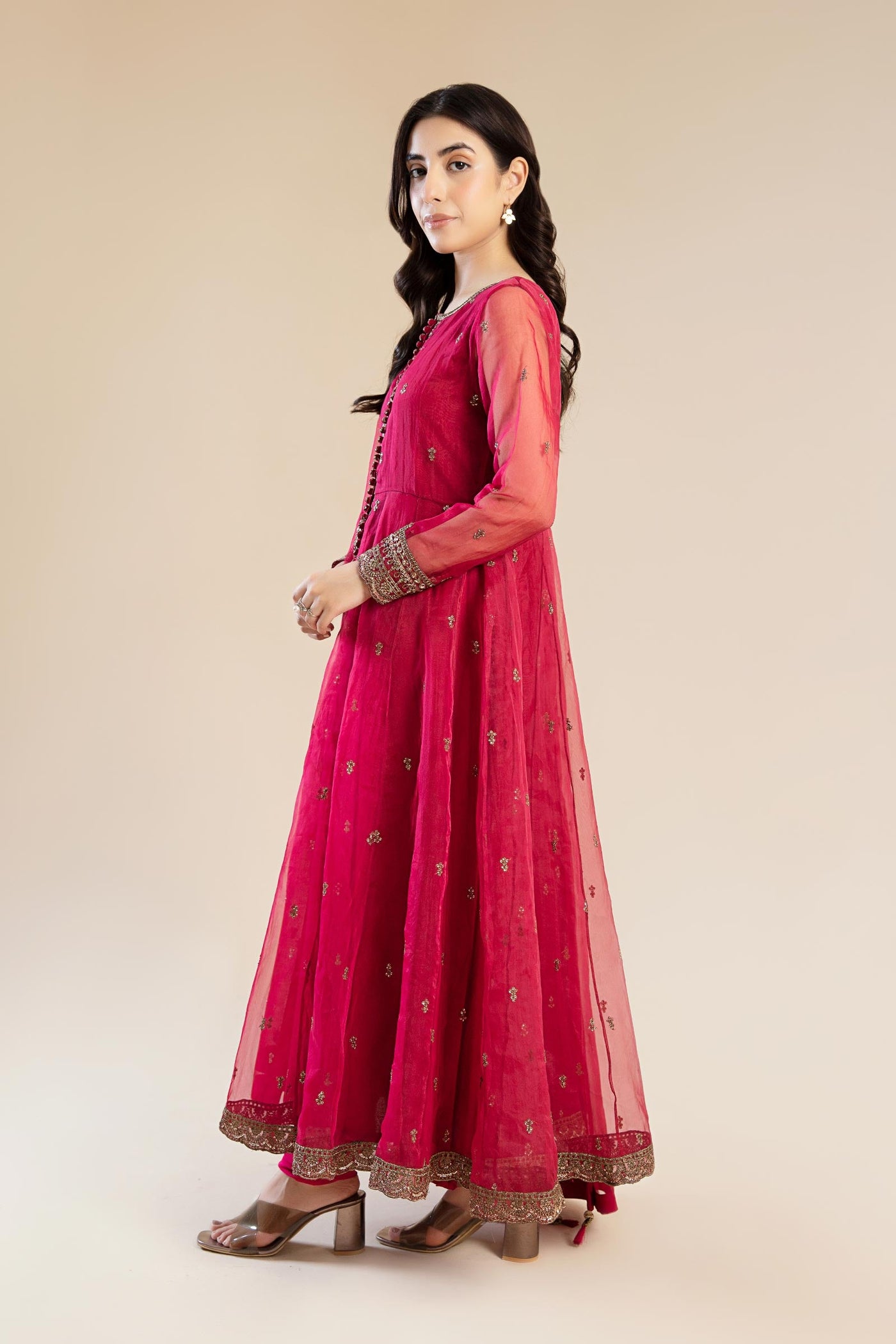 2 Piece Embroidered Poly Organza Suit
