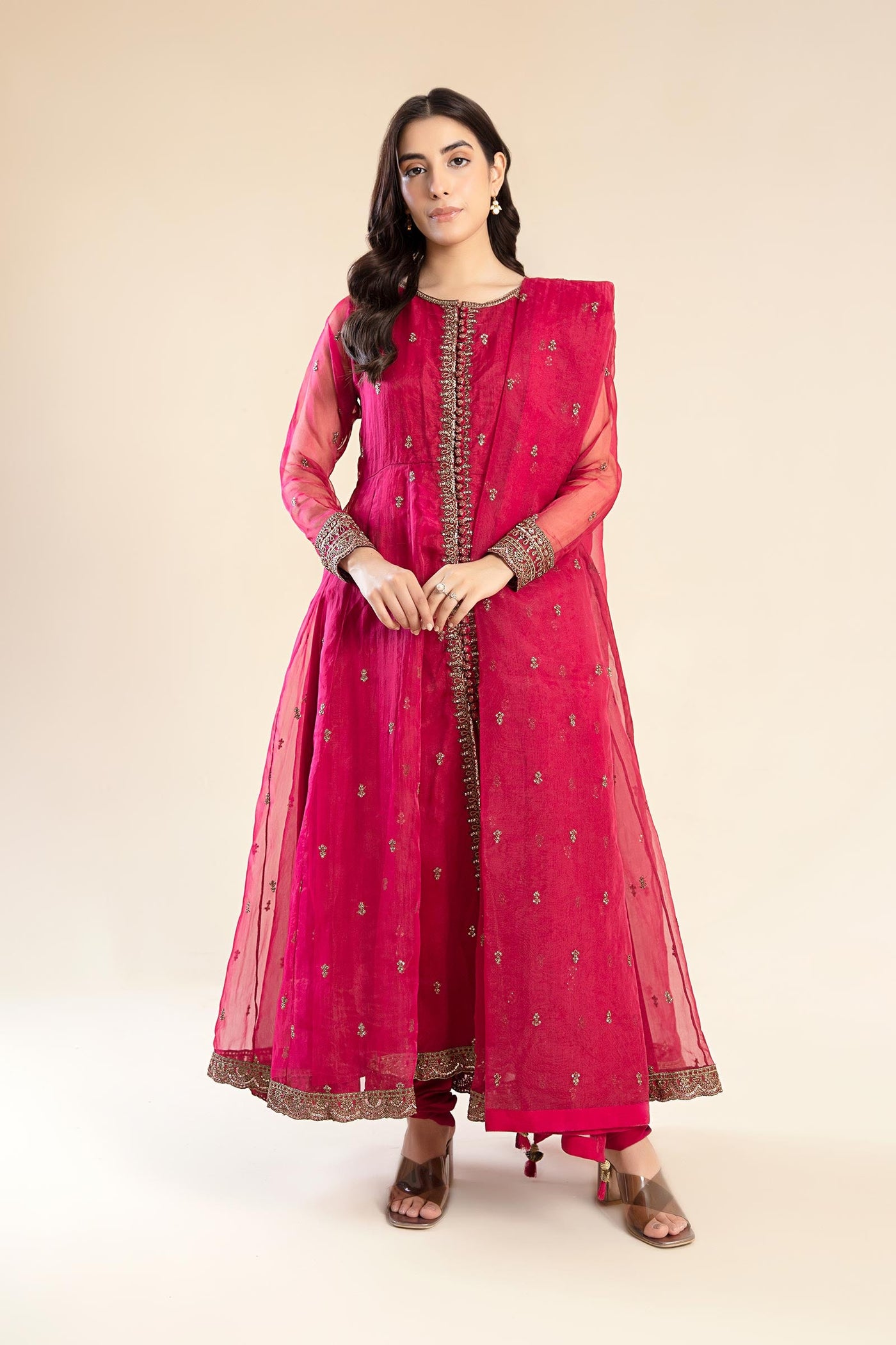 2 Piece Embroidered Poly Organza Suit