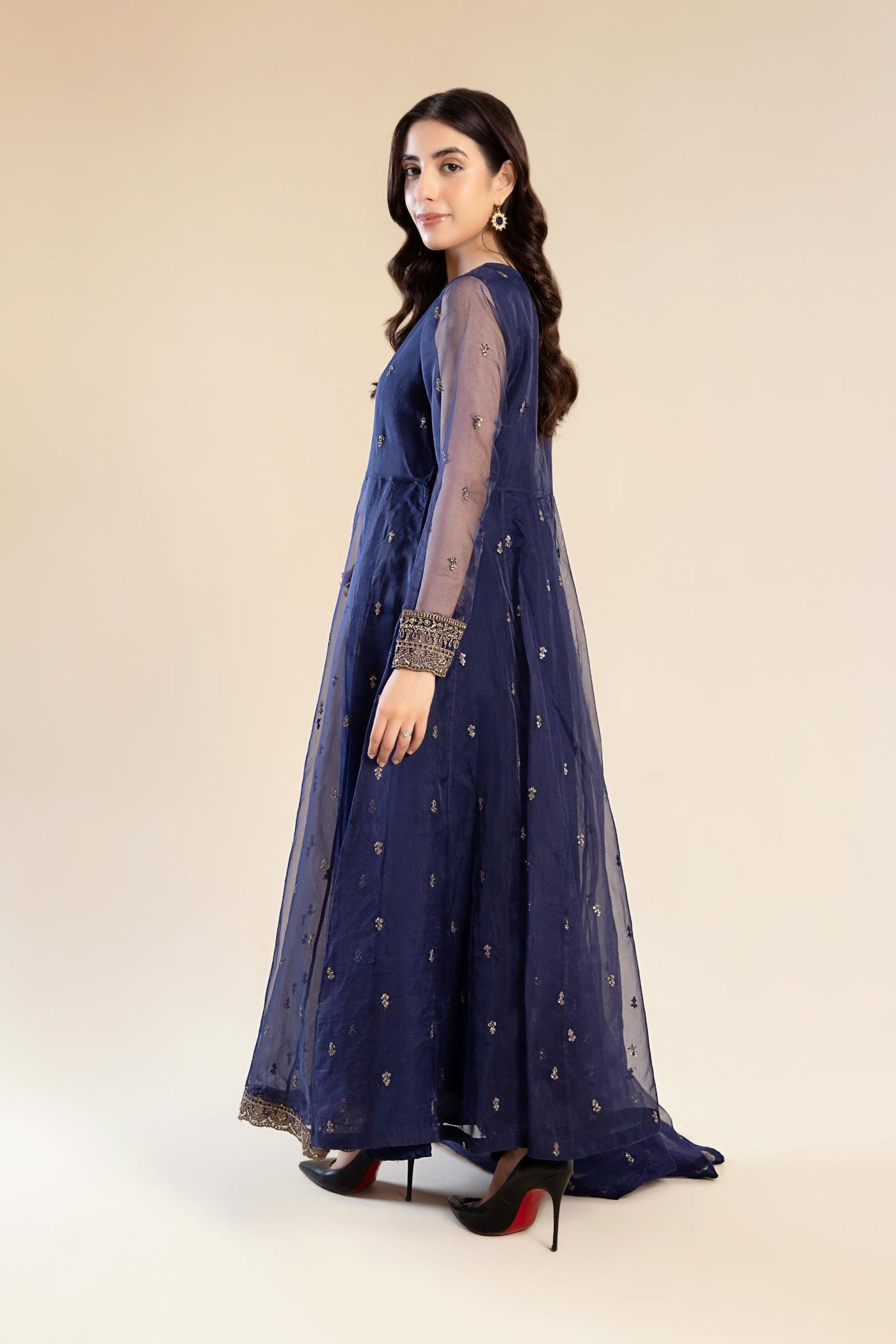 2 Piece Embroidered Poly Organza Suit