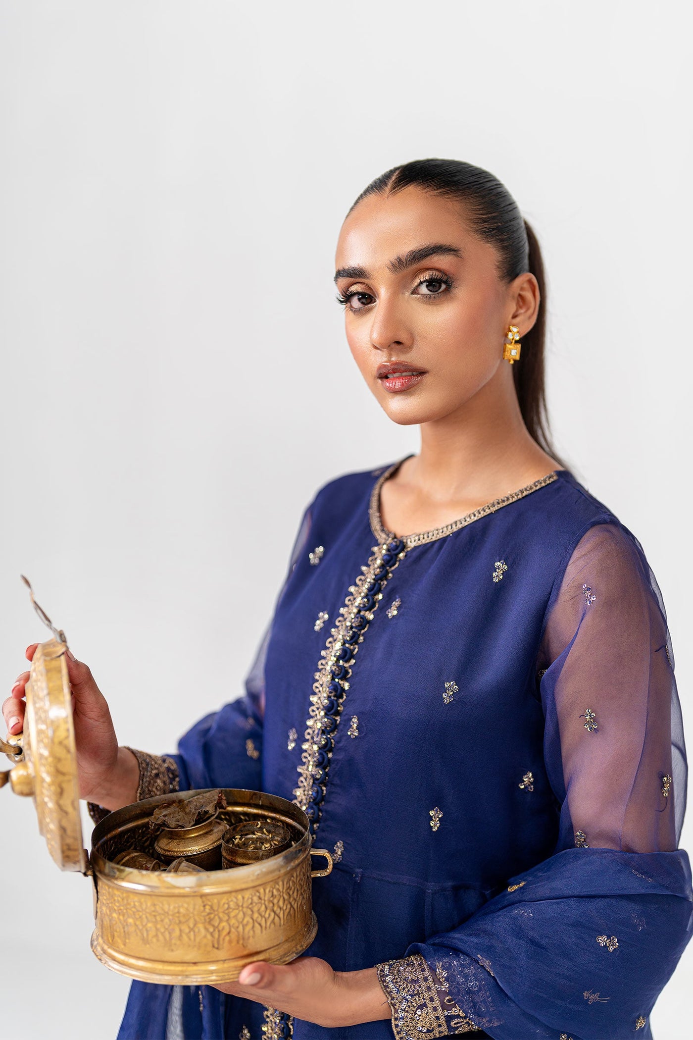 2 Piece Embroidered Poly Organza Suit