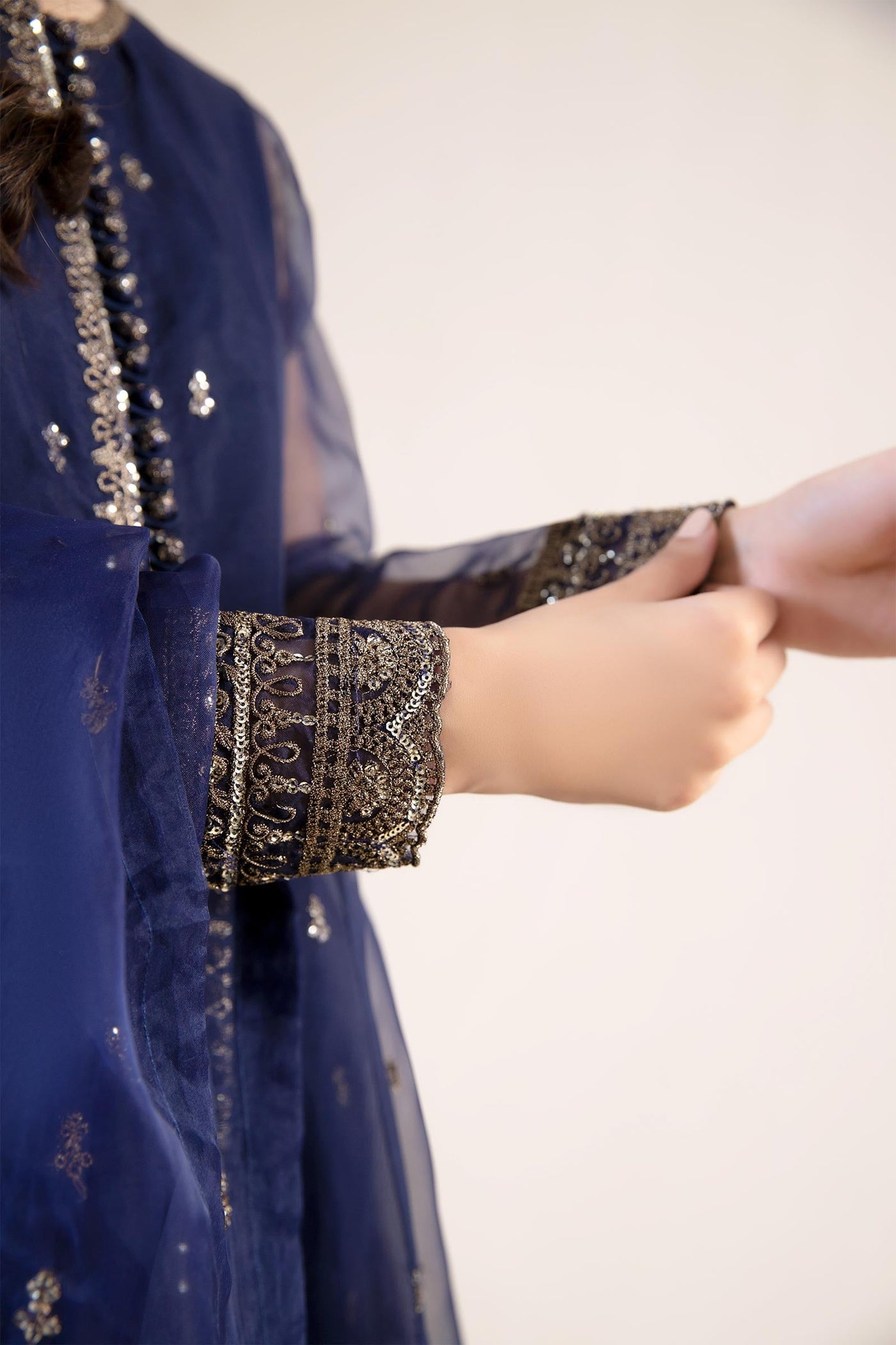 2 Piece Embroidered Poly Organza Suit