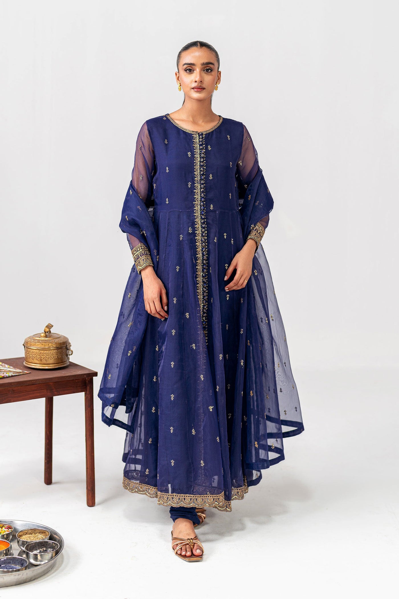 2 Piece Embroidered Poly Organza Suit