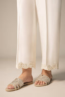 Embroidered Raw Silk Trouser
