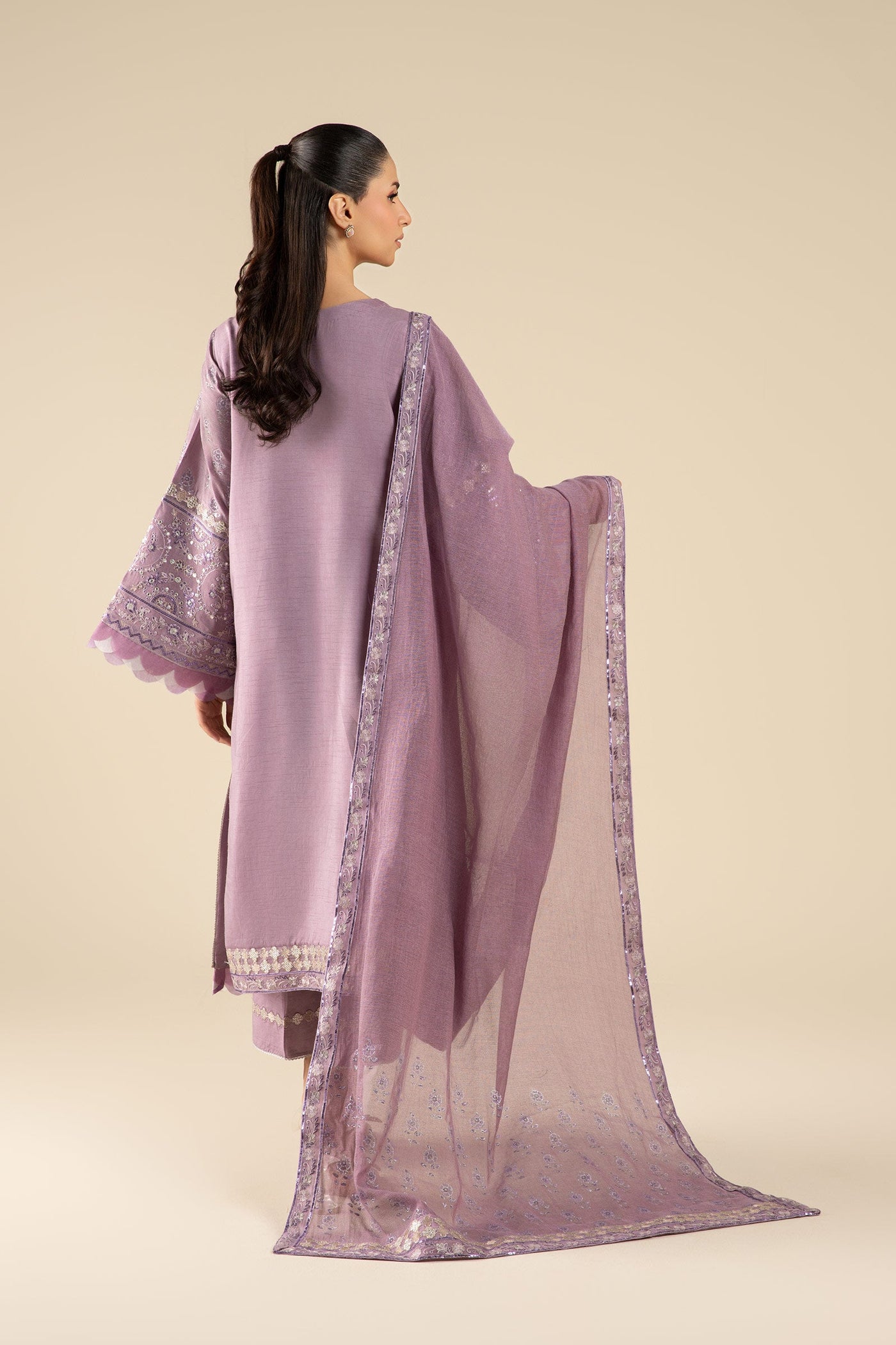 3 Pc Embroidered Two Tone Silk Suit | MB-FS25-17