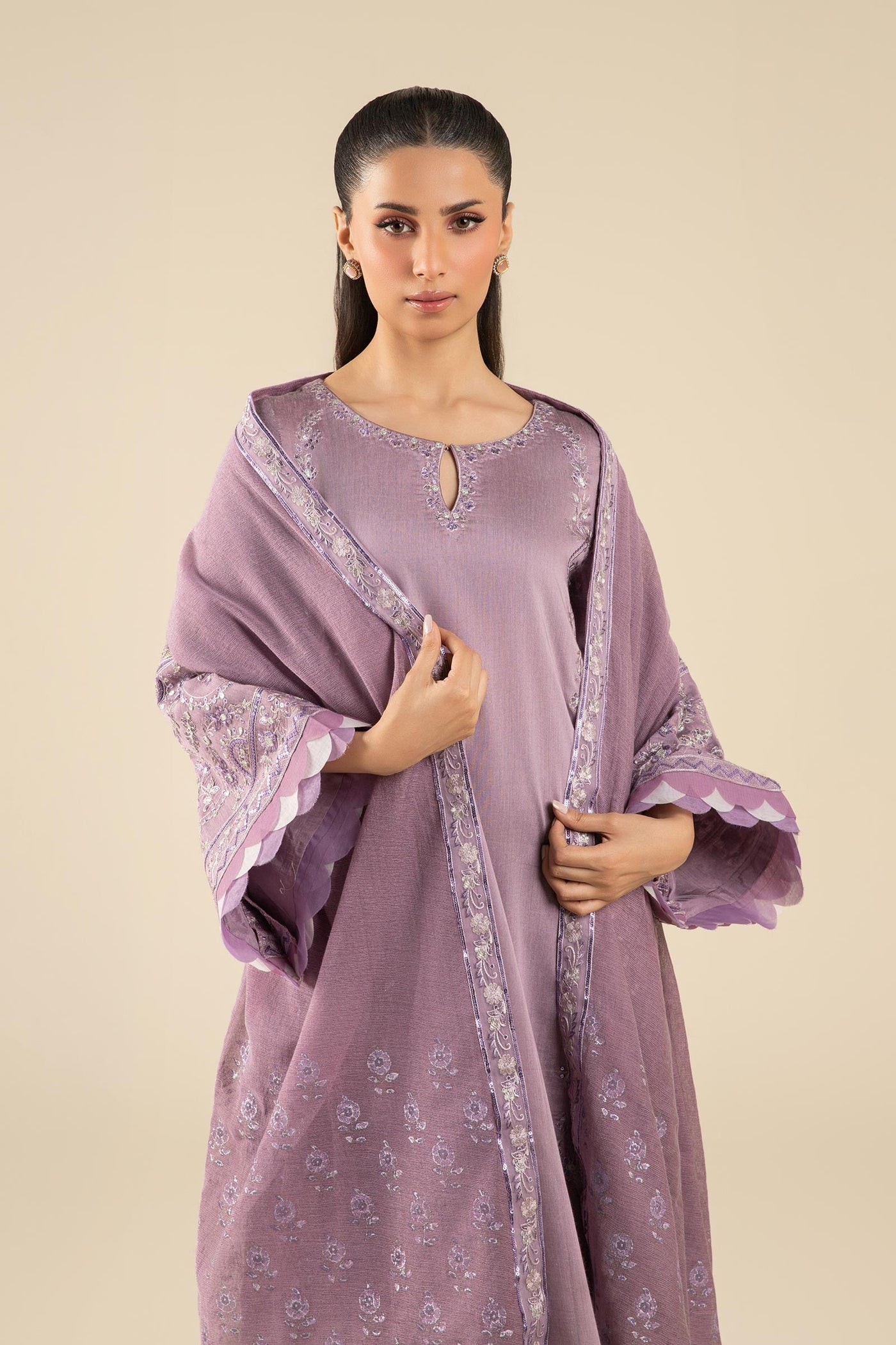 3 Pc Embroidered Two Tone Silk Suit | MB-FS25-17