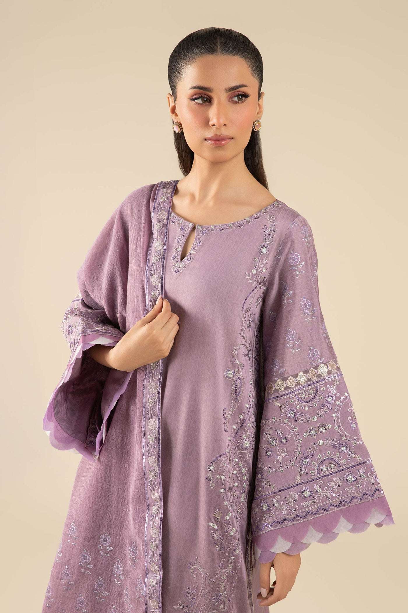 3 Pc Embroidered Two Tone Silk Suit | MB-FS25-17
