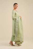 2 Pc Embroidered Raw Silk Suit