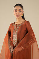 3 Pc Embroidered Two Tone Silk Suit