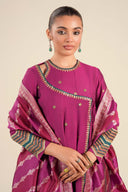 2 Pc Embroidered Two Tone Silk Suit