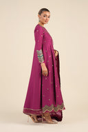 2 Pc Embroidered Two Tone Silk Suit