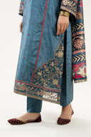 3 Pc Embroidered Raw Silk Suit