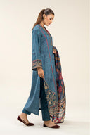 3 Pc Embroidered Raw Silk Suit