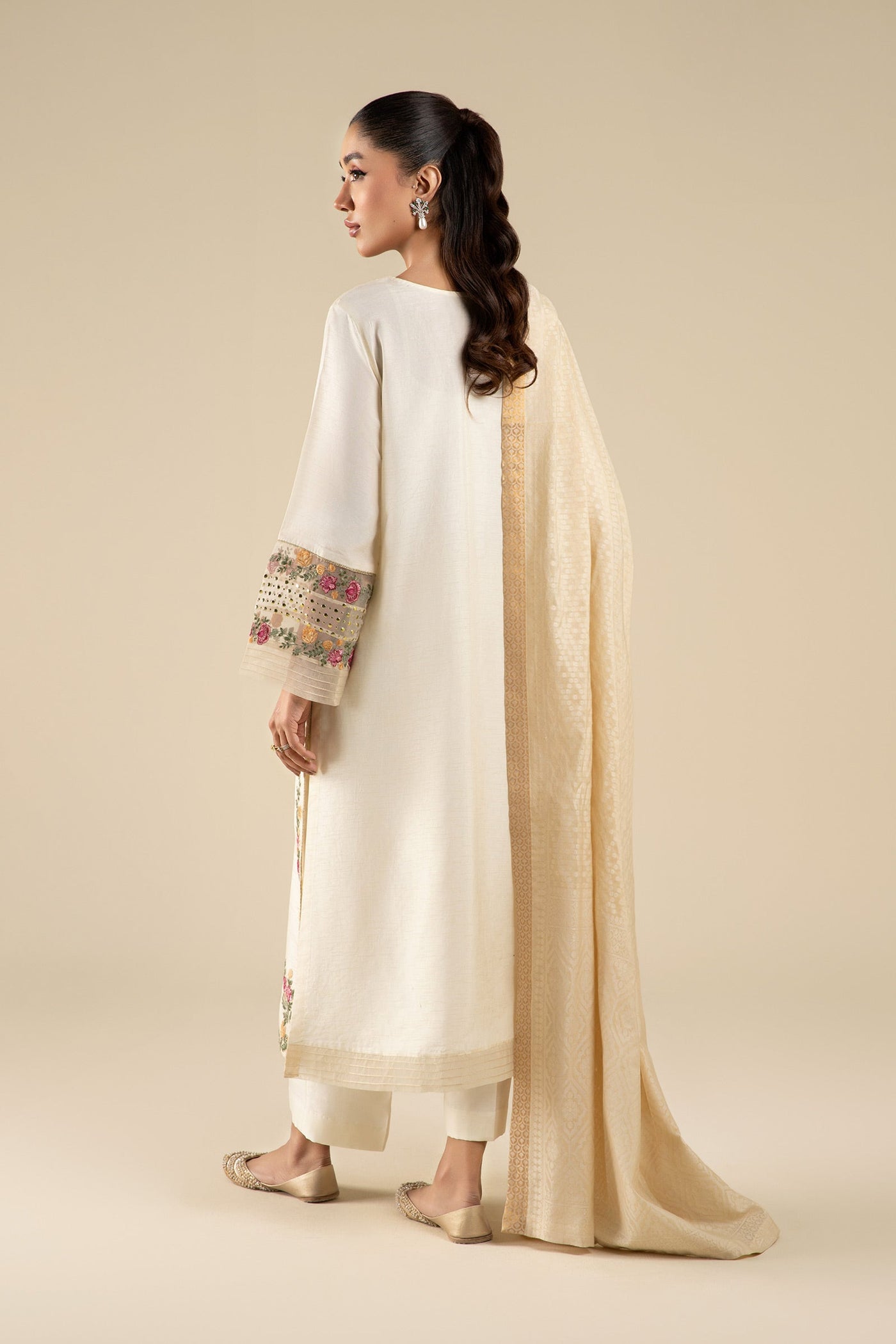 2 Pc Embroidered Bemberg Raw Silk Suit