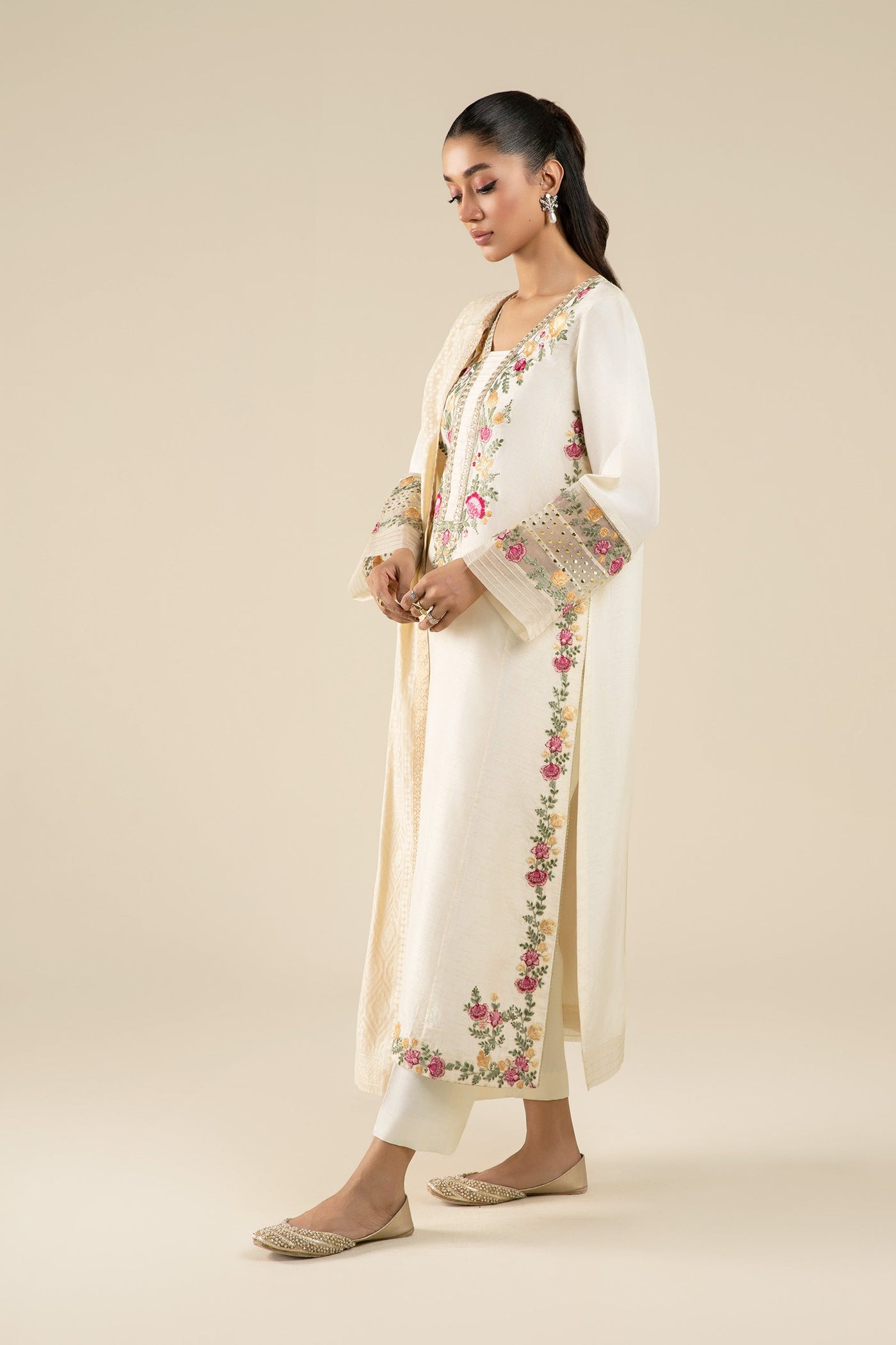 2 Pc Embroidered Bemberg Raw Silk Suit