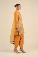 3 Pc Embroidered Raw Silk Suit