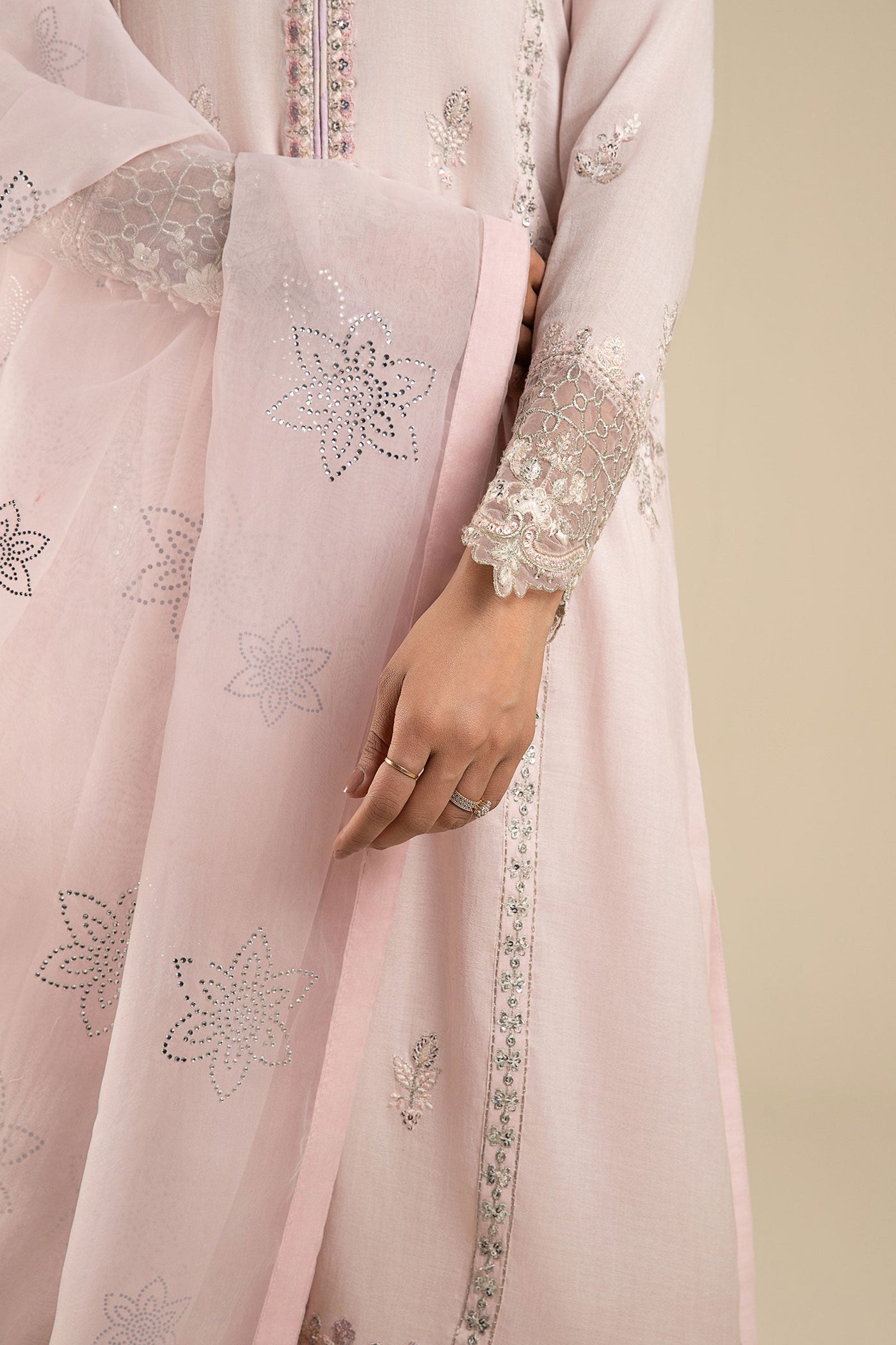 3 Pc Embroidered Shimmer Silk Suit