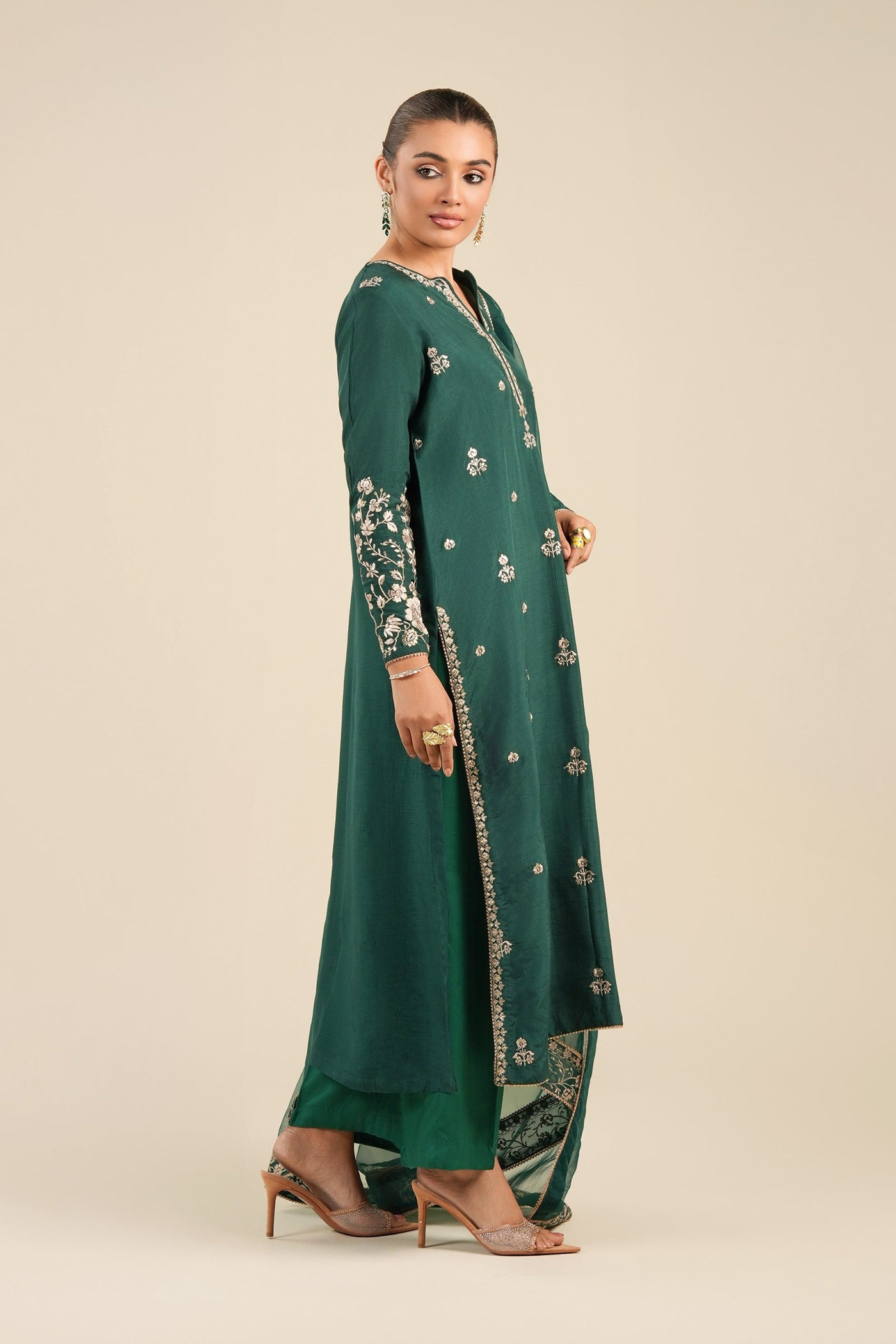 2 Pc Embroidered Bamberg Raw Silk Suit