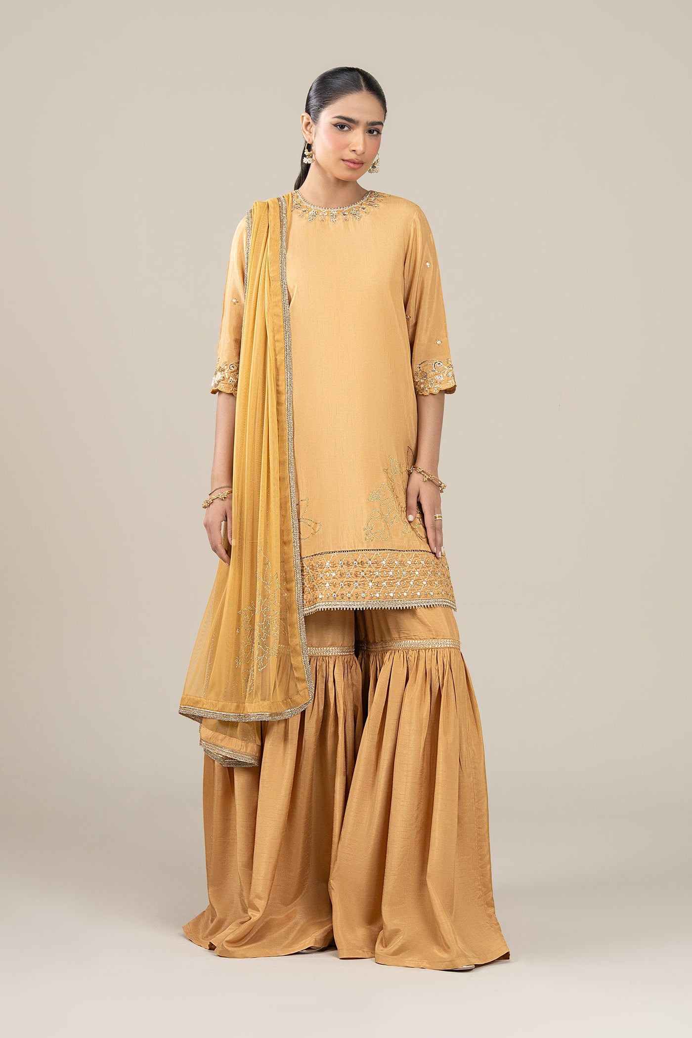 3 Pc Embroidered Bamberg Raw Silk Suit