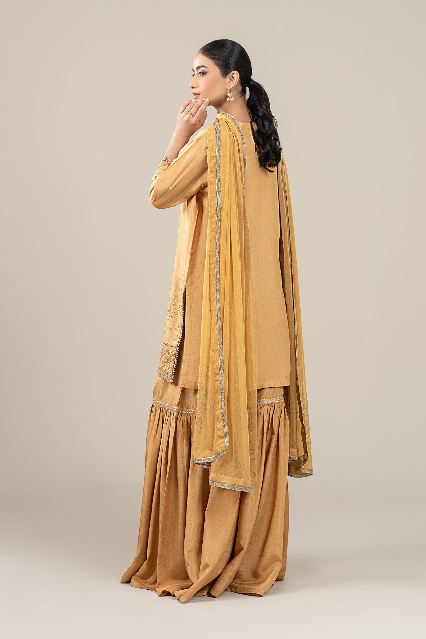 3 Pc Embroidered Bamberg Raw Silk Suit