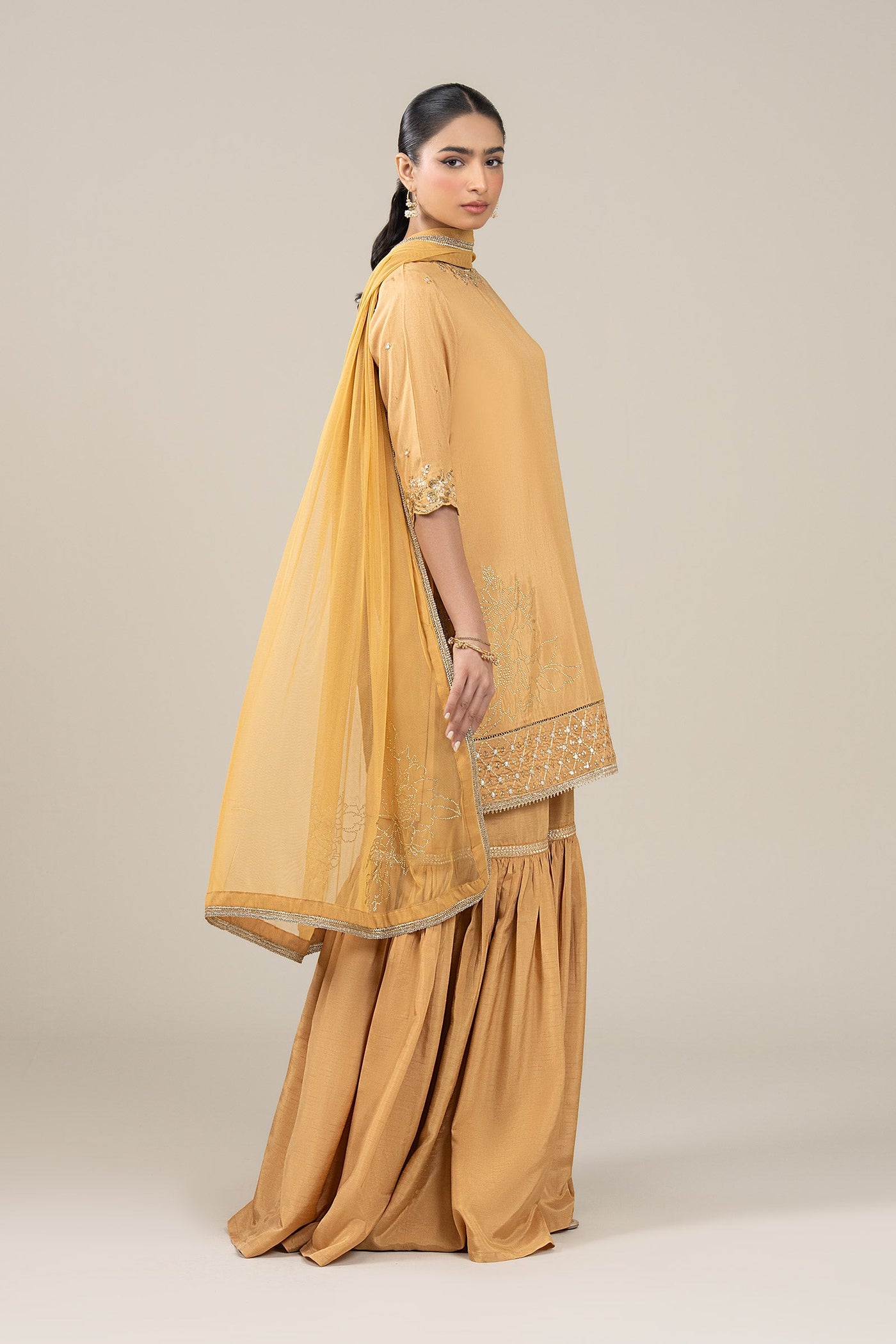 3 Pc Embroidered Bamberg Raw Silk Suit