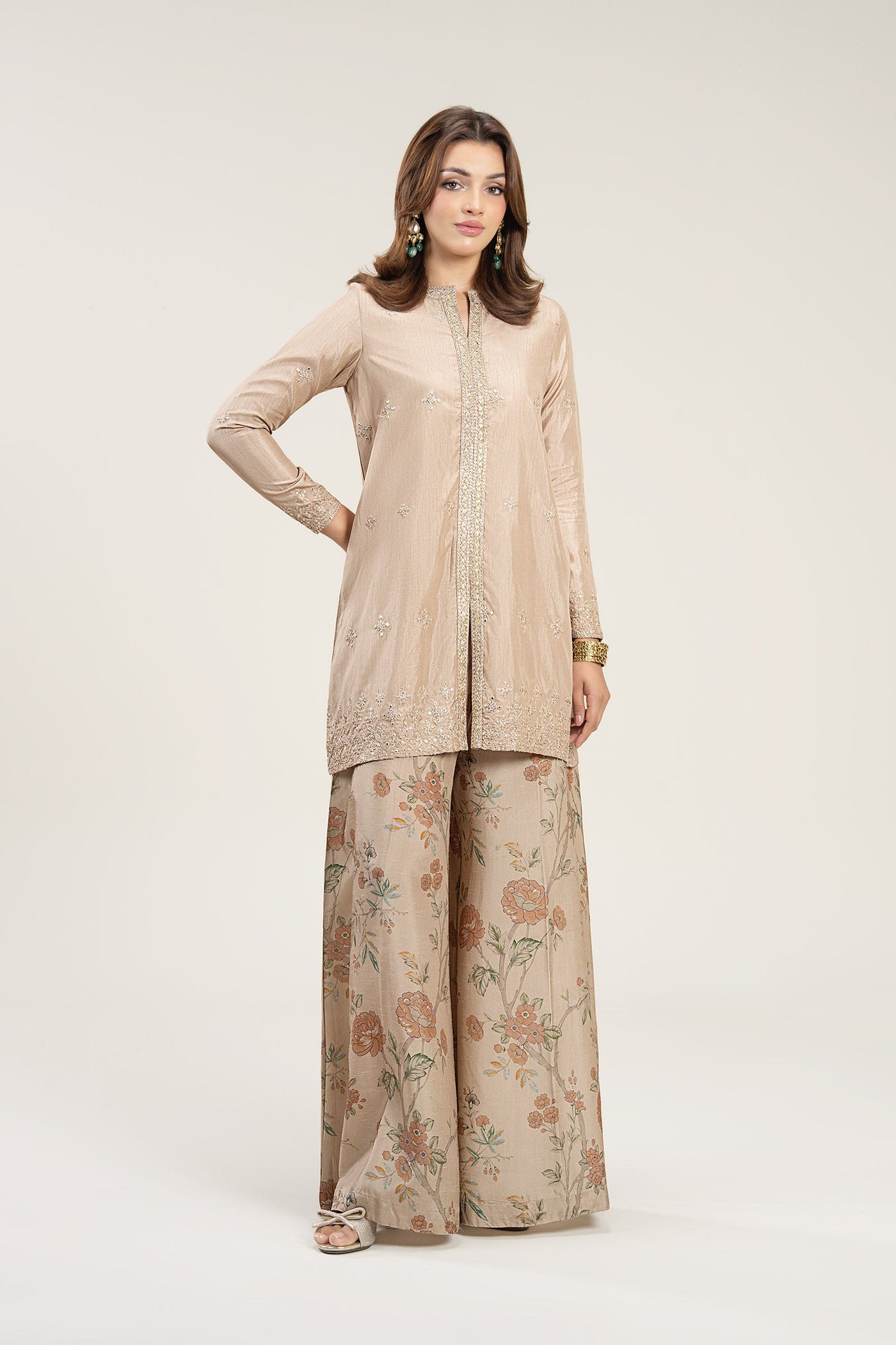 2 Pc Embroidered Bamberg Raw Silk Suit